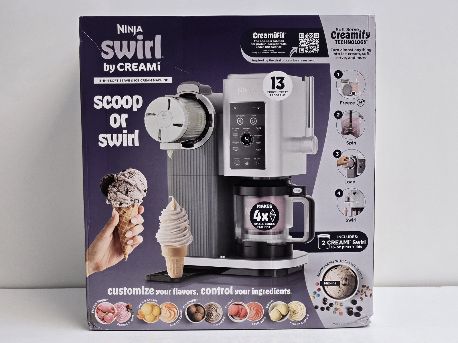Ninja Swirl by CREAMi NC701 13-in-1 Soft Serve Ice Cream Maker, New