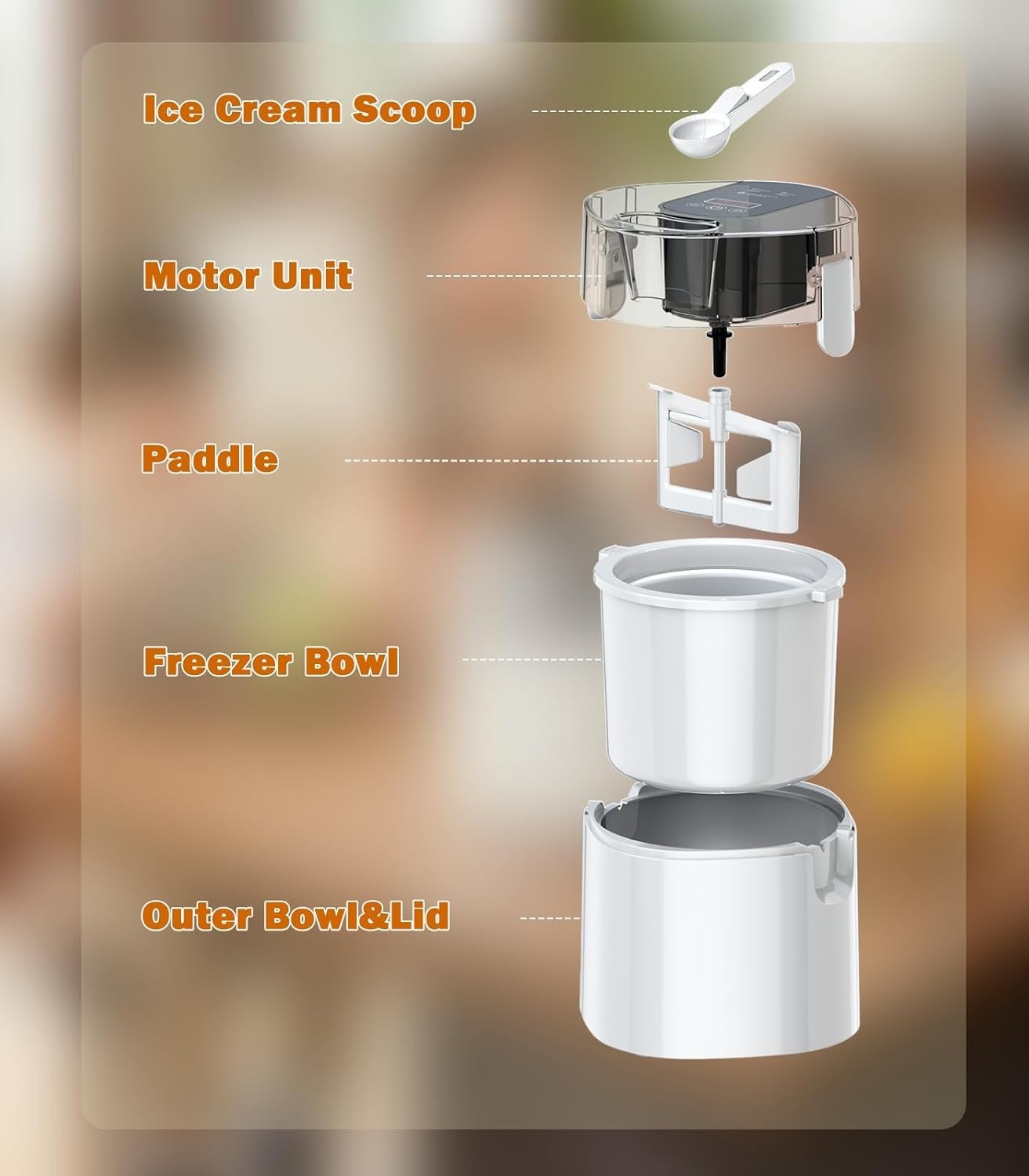 Ice Cream Maker Machine, 1.52 Quarts Ice Cream, Sorbet and Frozen Yogurt Mach…
