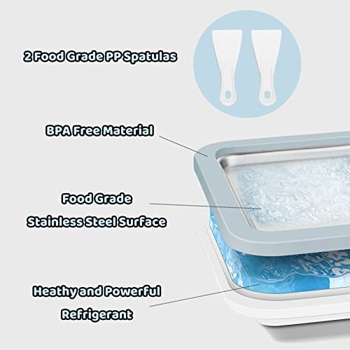 JoyMech Ice Cream Roll Maker Rolled Ice Cream Machine, Sweet Spot Pan, Sky Blue