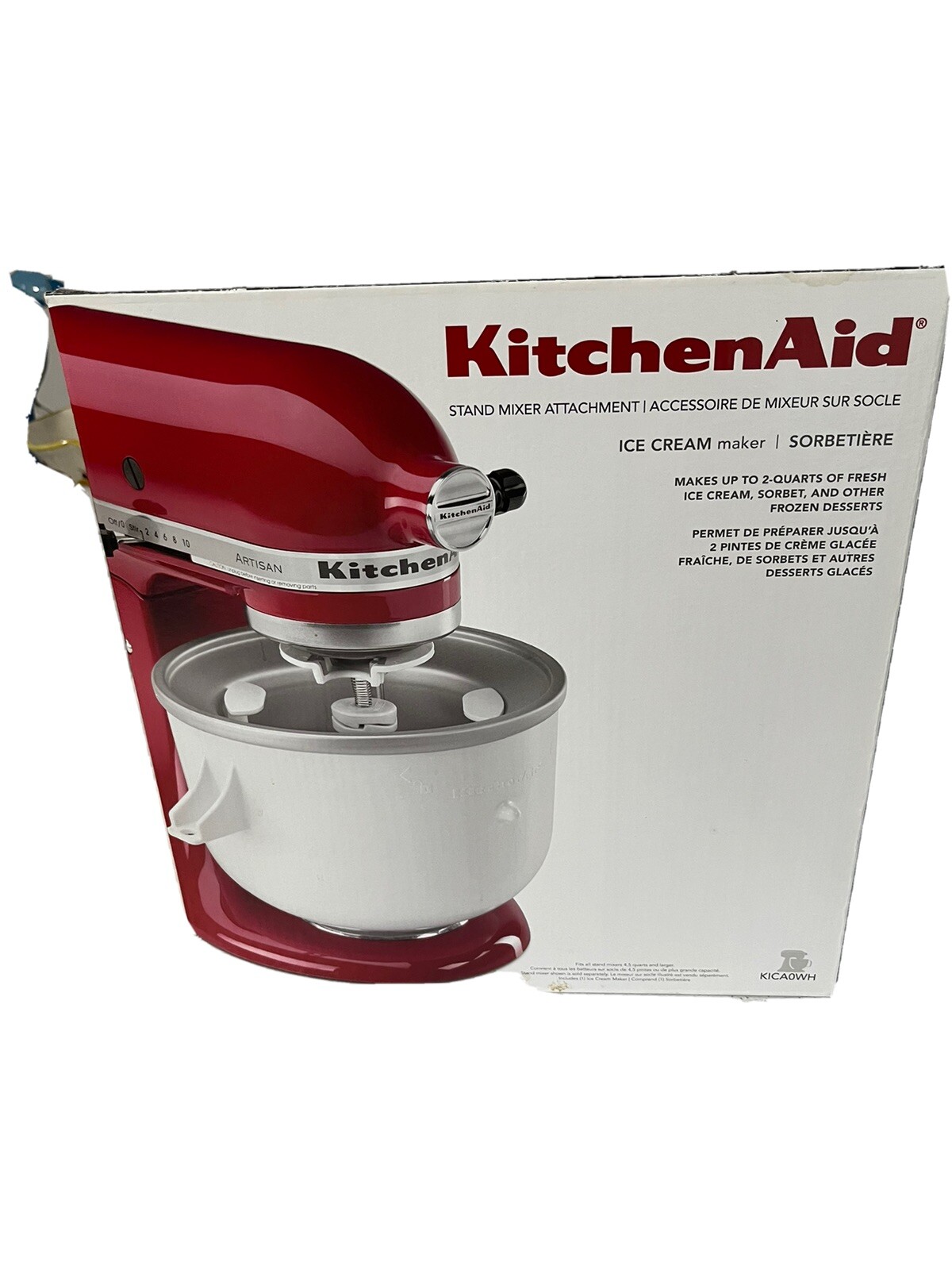 KitchenAid Stand Mixer Ice Cream Maker Attachment Model KICA0WH NOB Unused