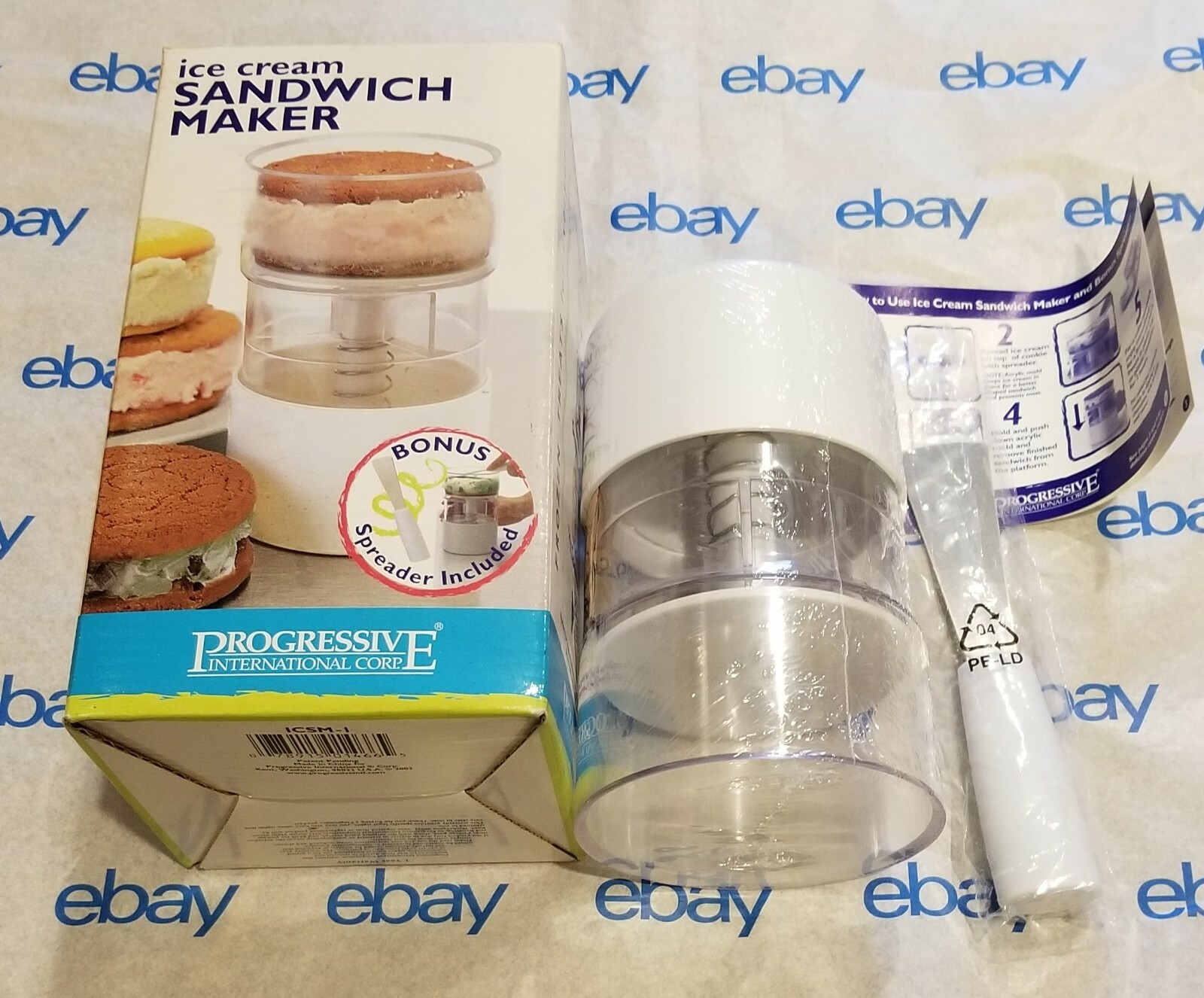 Ice Cream Sandwich Maker 2 Sizes, Recipes, Quick & Easy – by Progressive NIB
