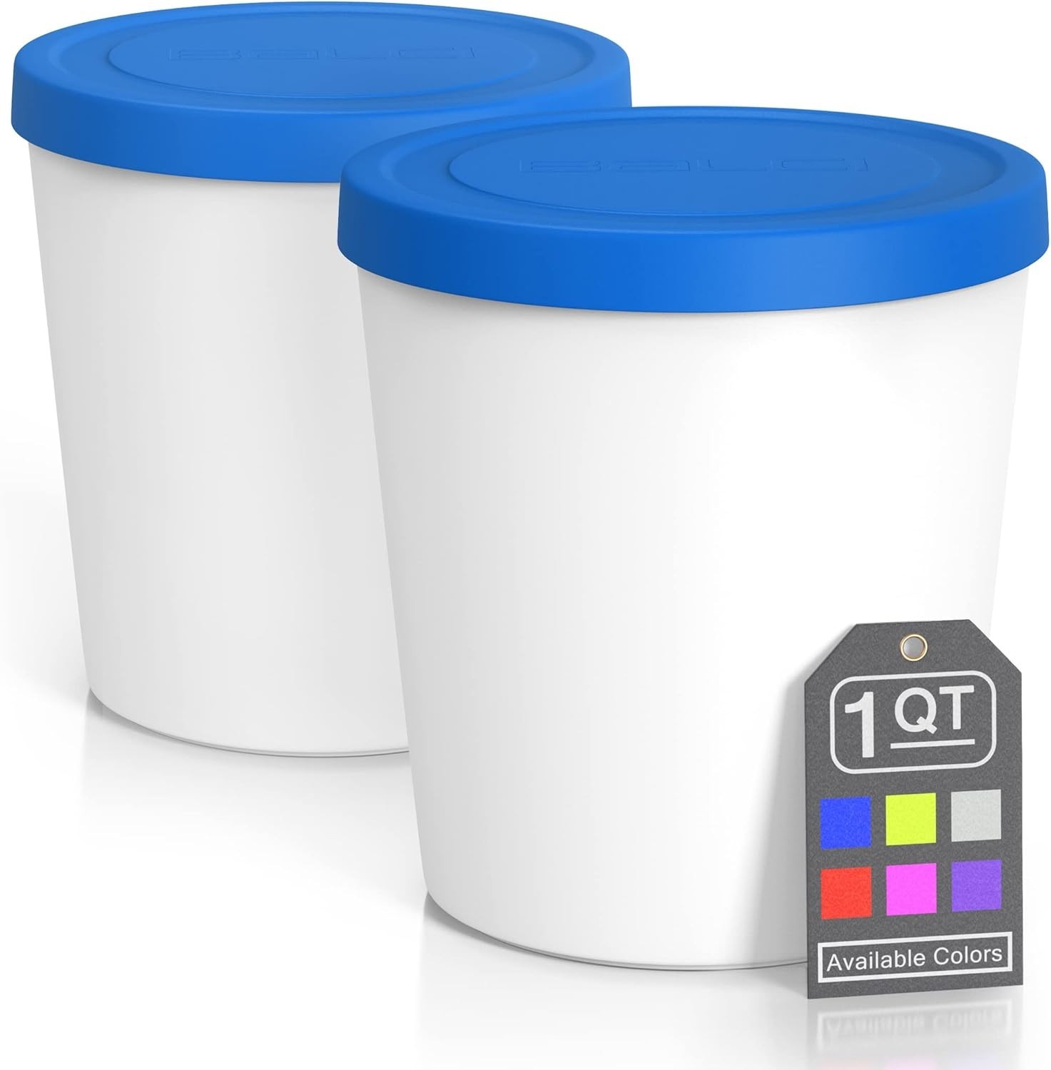 Durable Plastic Ice Cream Containers 2 Pack – 1 Quart with Lids, Dishwasher Safe