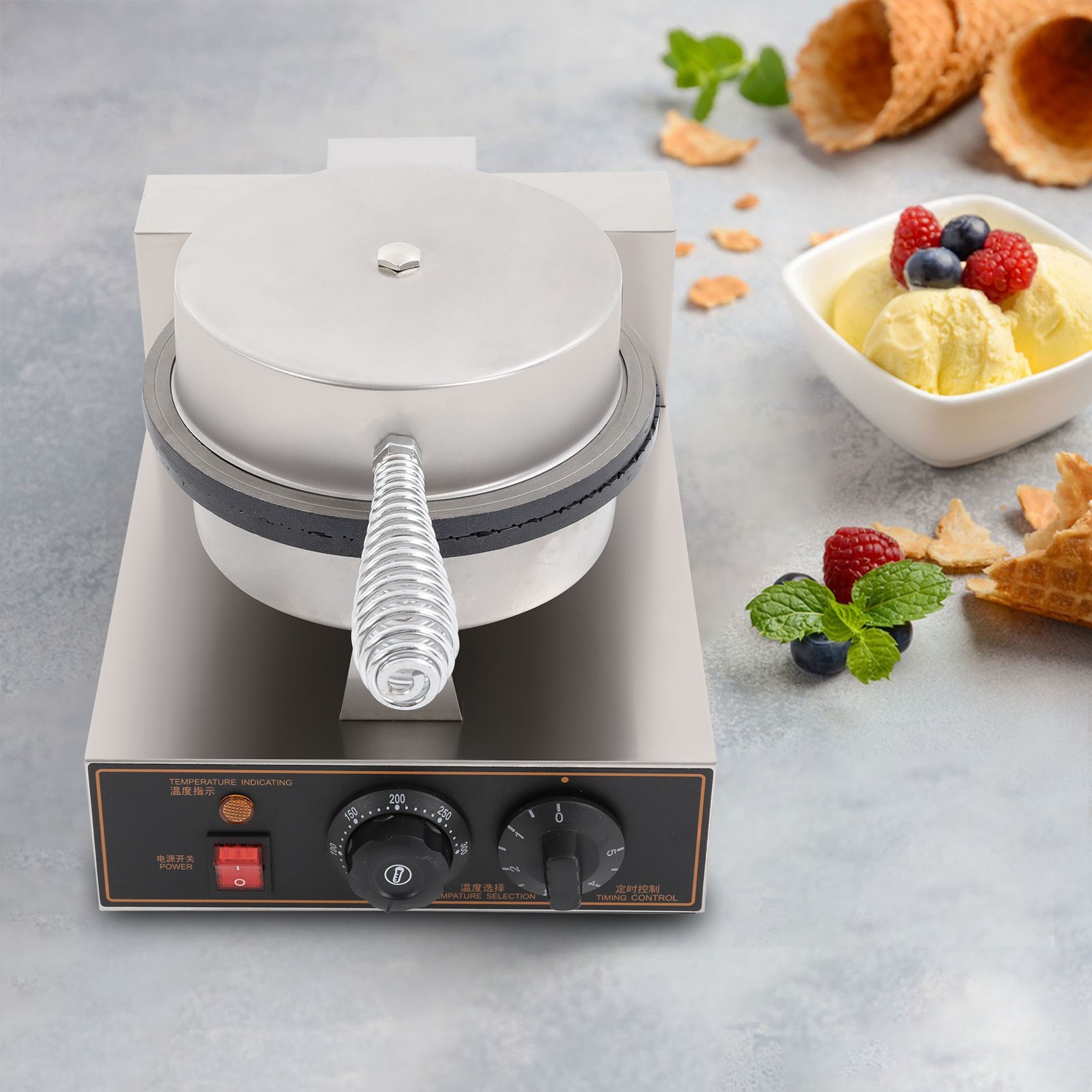 110V Electric Waffle Cone Maker for Commercial Use, 1200W Egg Roll Machine