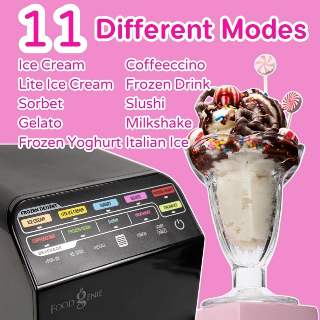 Food Genie: Dessert Station – Black – 11-In-1 Ice Cream & Frozen Treat Maker