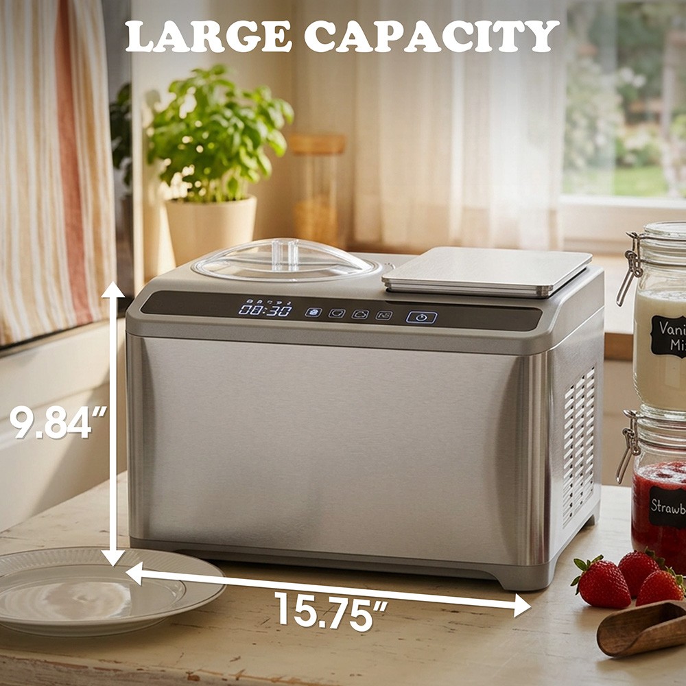 2L Automatic Ice Cream Maker W/ Built-in Scale, Touch Control for Yogurt Gelato
