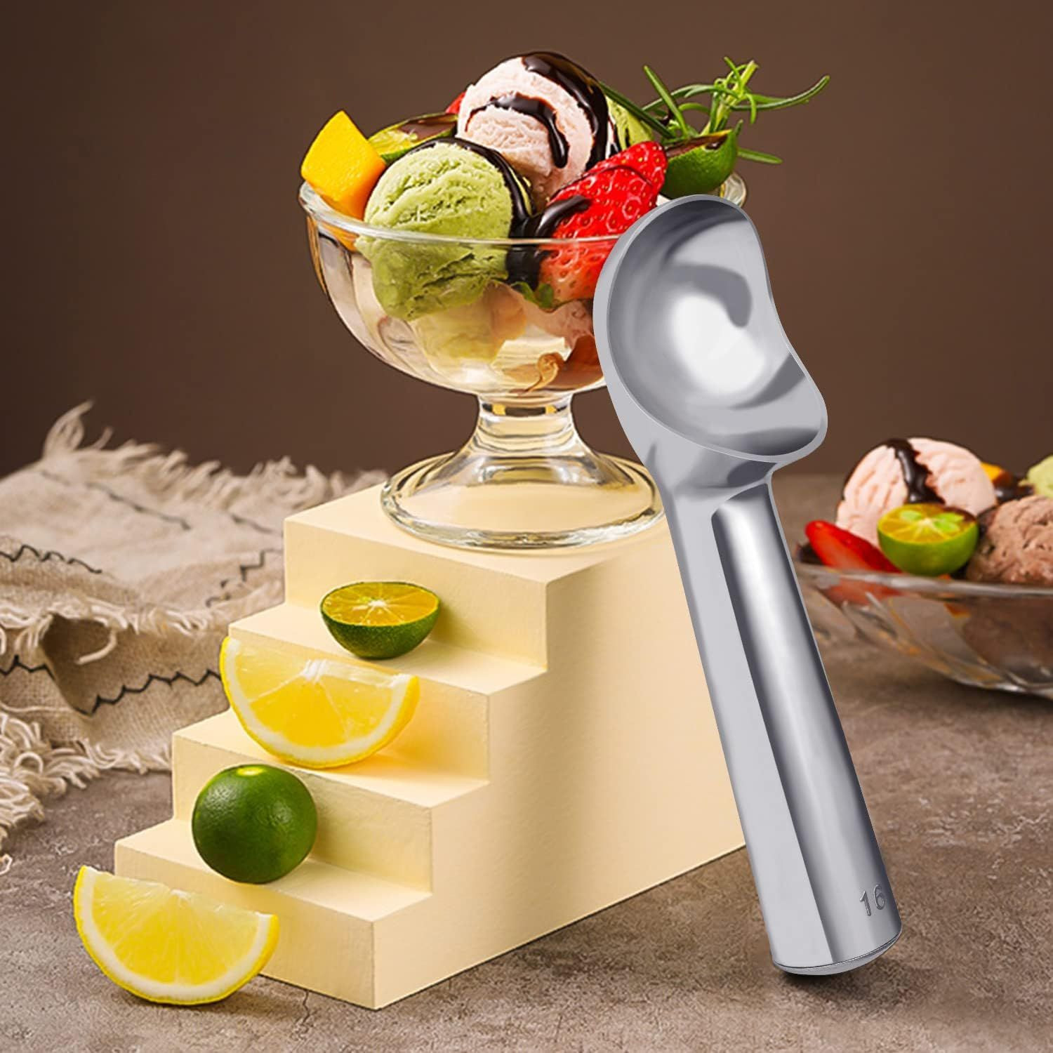 Large Ice Cream Scoop 7 inches Nonstick Anti-Freeze Large, Bright Silver