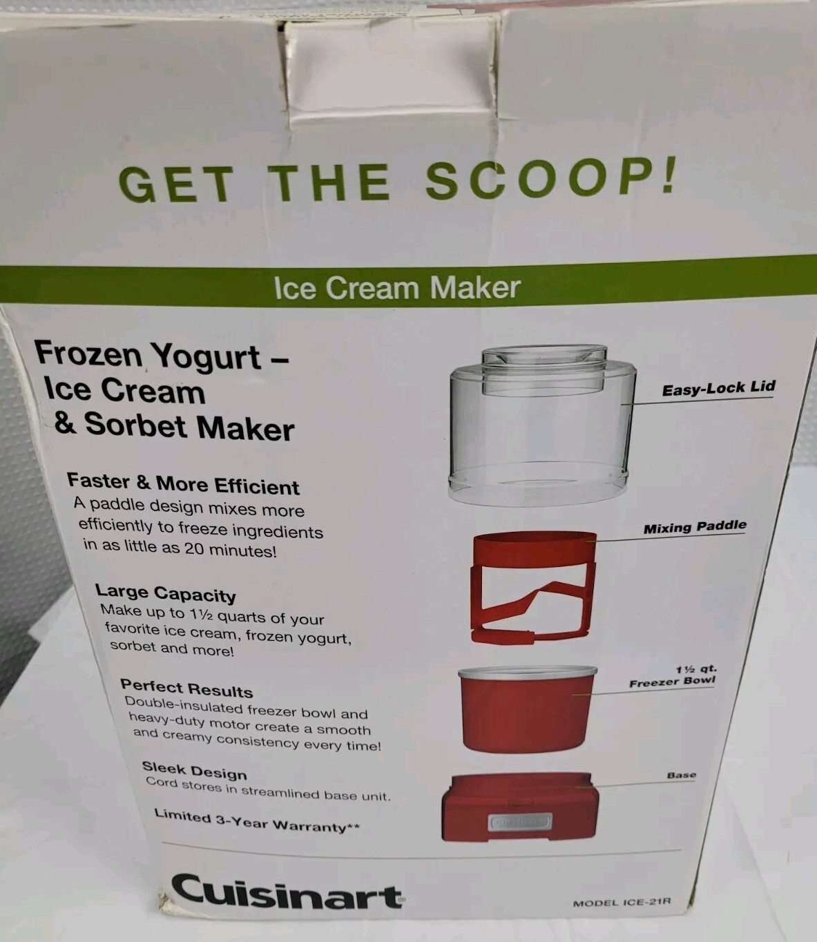 Cuisinart Automatic Frozen Yogurt, Ice Cream, and Sorbet Maker Red