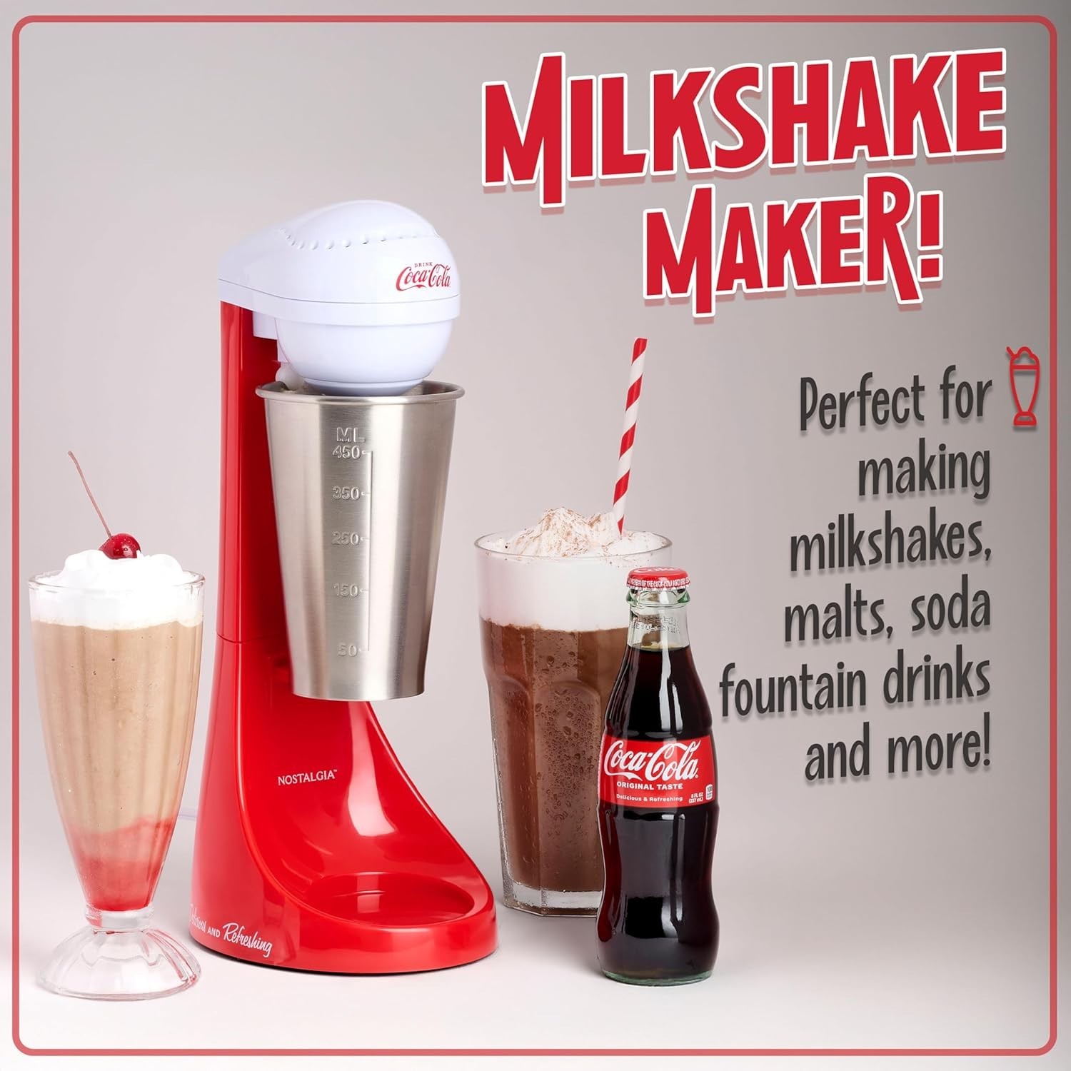 Two-Speed Electric Coca-Cola Limited Edition Milkshake Maker and Drink Mixer,…