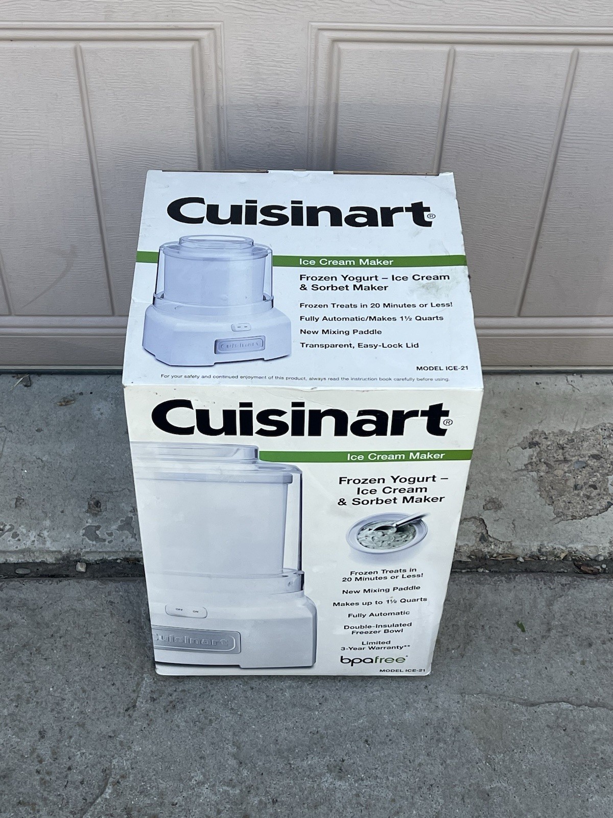 Cuisinart ICE-21 Ice Cream Maker Frozen Yogurt and Sorbet Maker White NIB