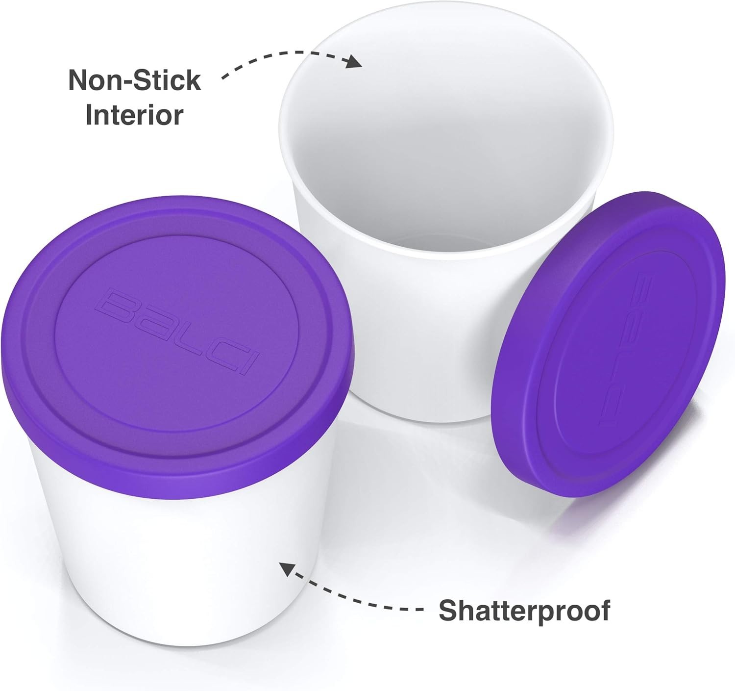 Reusable Ice Cream Containers 2 Pack – 1 Quart, Stackable and Dishwasher Safe