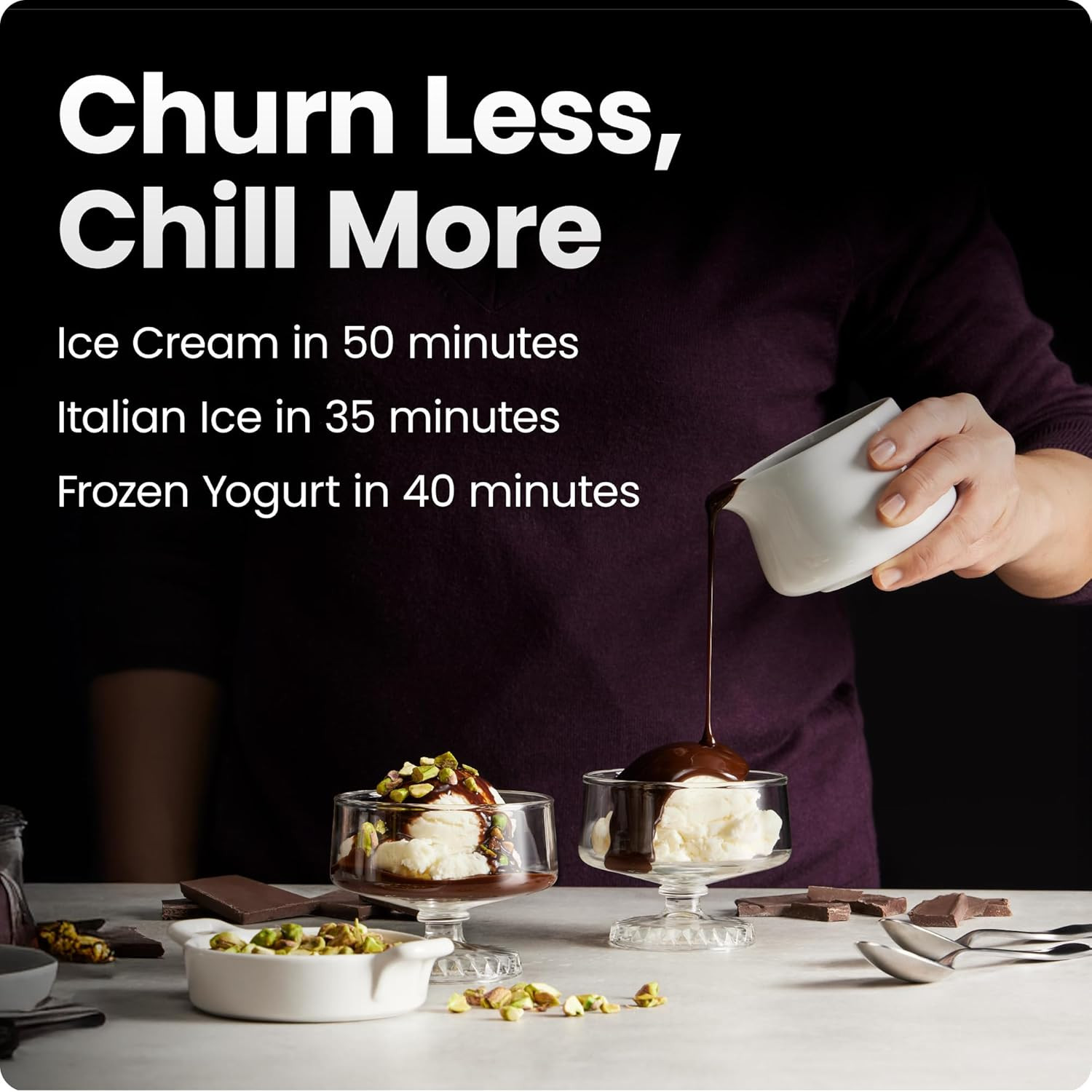 Iceman by Chefman Ice Cream Maker, No Pre-Freezing with Built-In Compressor, Mak