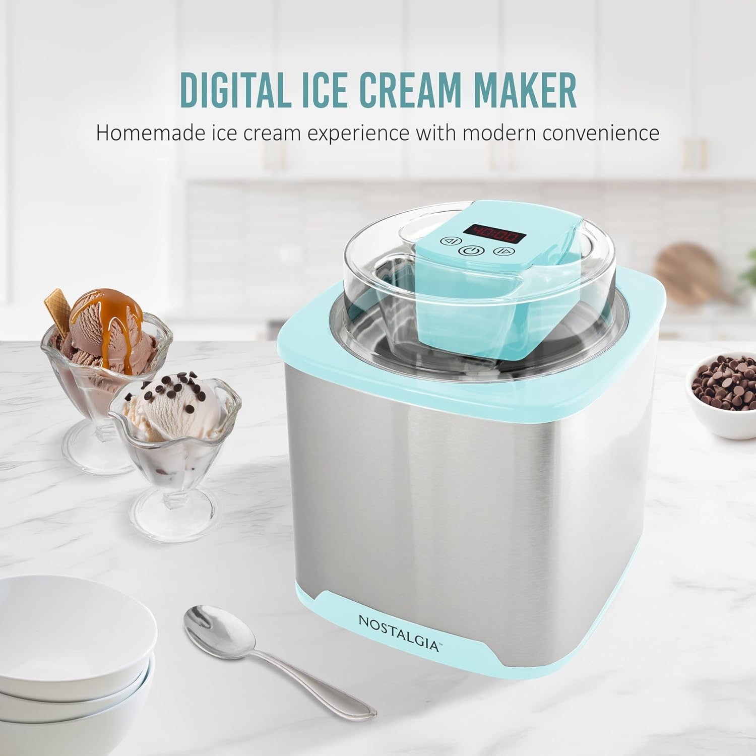 Electric Ice Cream Maker – Create Homemade Delight in 2 Qt, No Salt/Ice Needed
