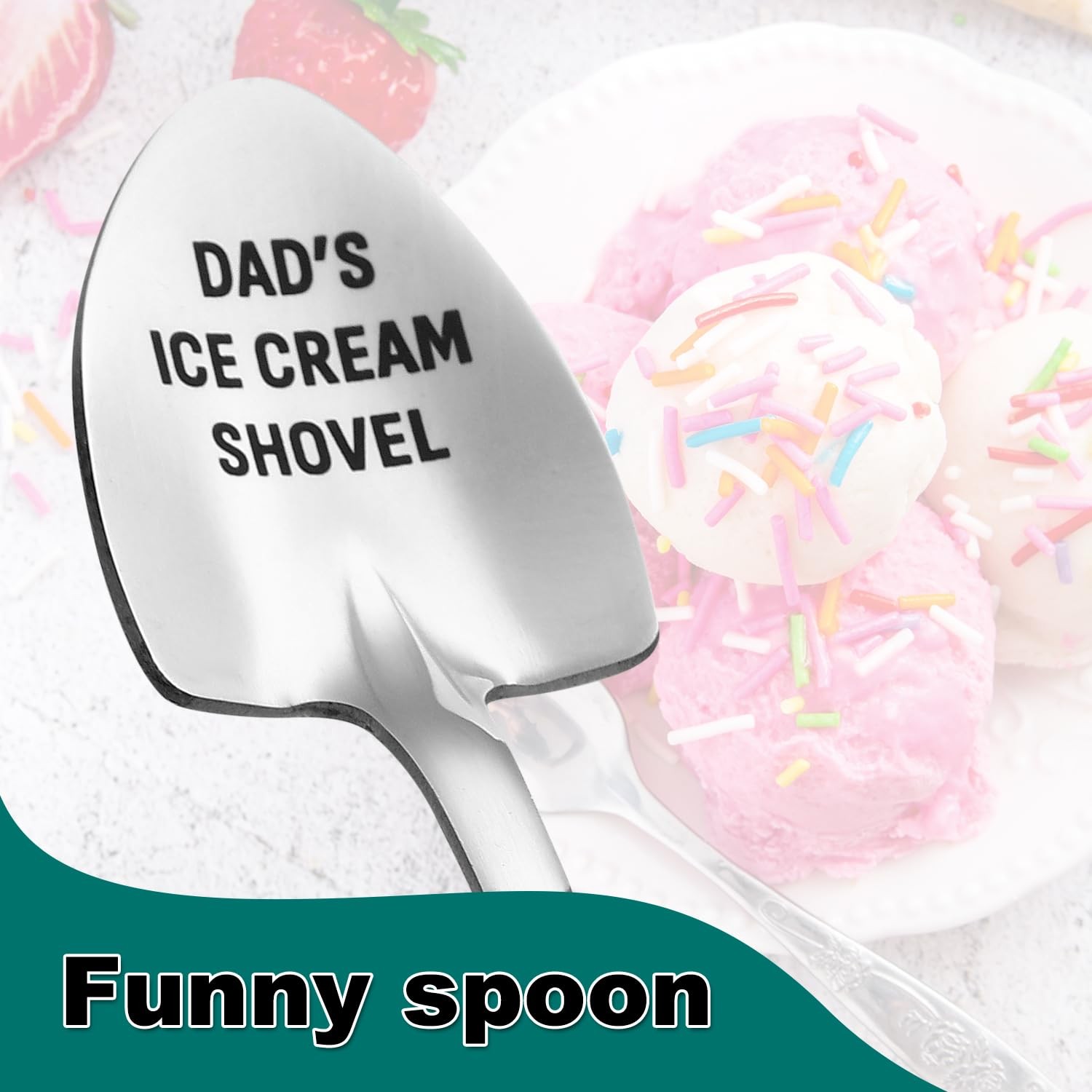 Dad’s Ice Cream Shovel Spoon, Stainless Steel Funny Dads M, Silver