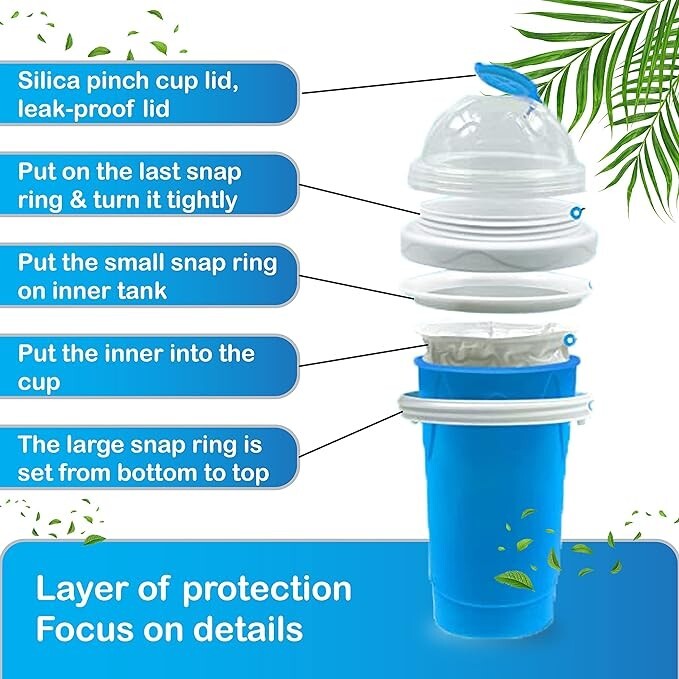 Frozen Magic Slushy Cup Smoothie Cups with Lids and Straws Slushie Maker Cup I