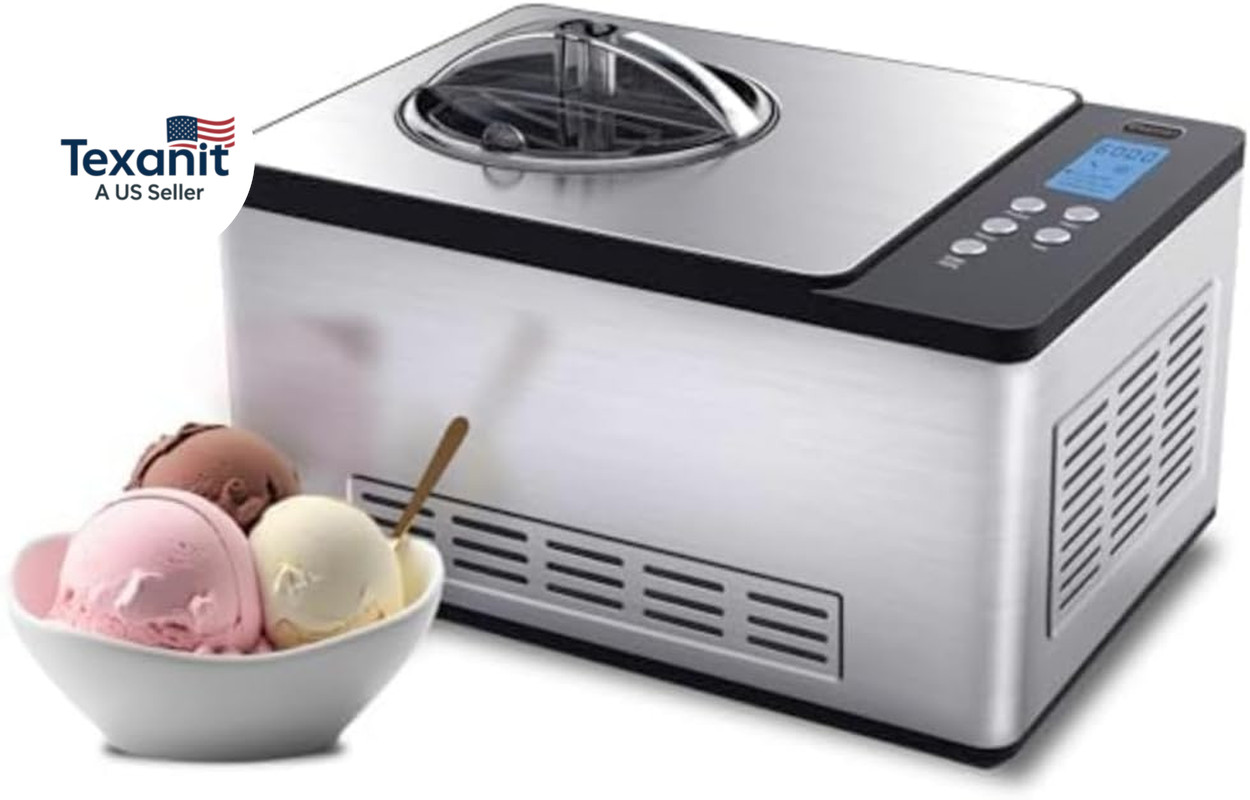 Ice Cream Maker Machine Automatic 2.1 Qt. with Built-In Compressor, LCD Digital