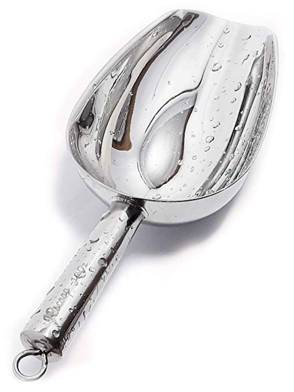JBscoop Stainless Steel Scoop for ice, 9.6 Inch Metal Food 8 Oz, Gray