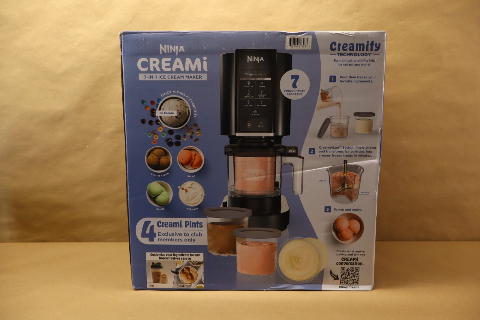Ninja CN315A Creami Ice Cream & Sorbet Maker, 7 Frozen Treat Programs, 4 Pints