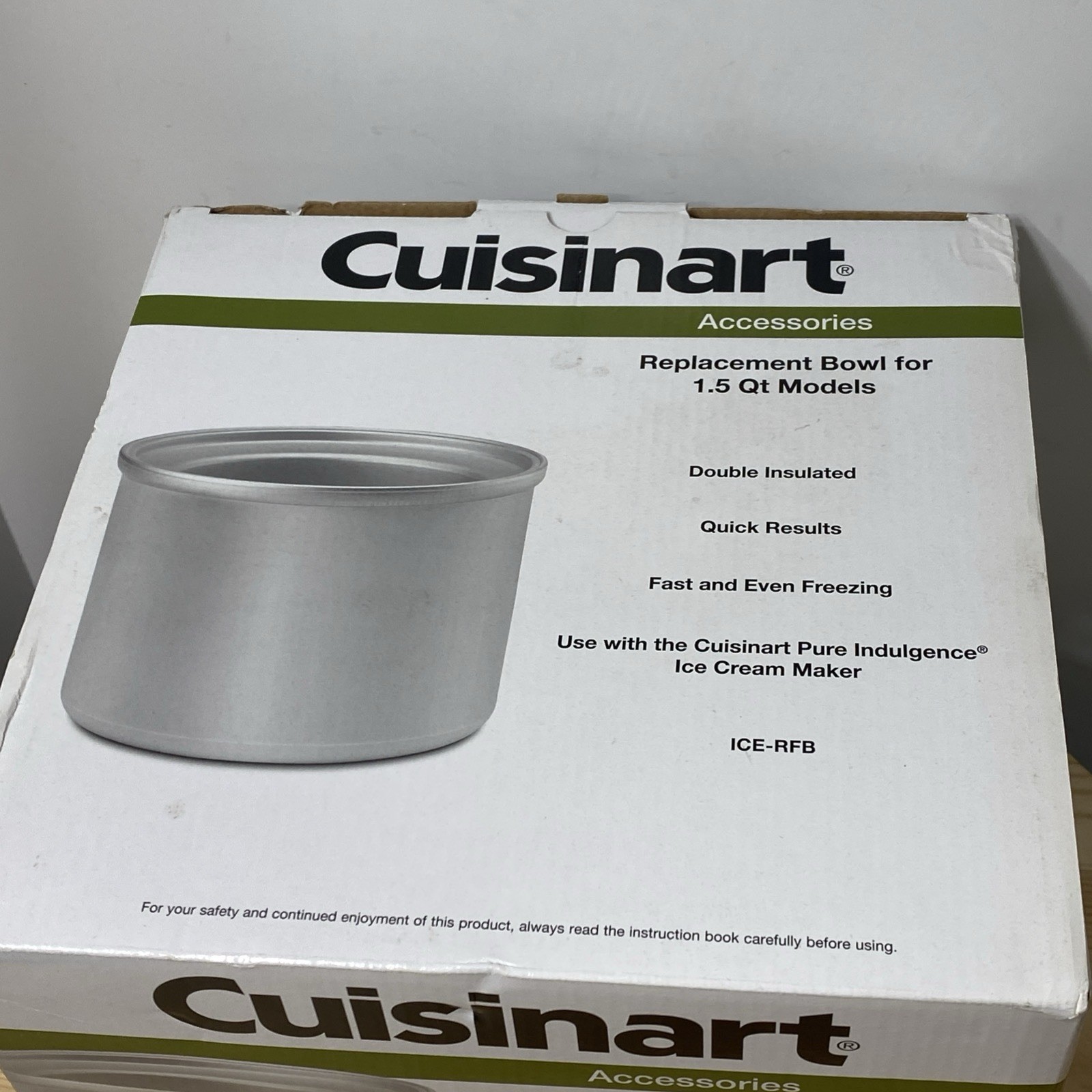 Cuisinart Model ICE-RFB 1.5qt. Ice Cream Yogurt Maker Freezer Bowl White New
