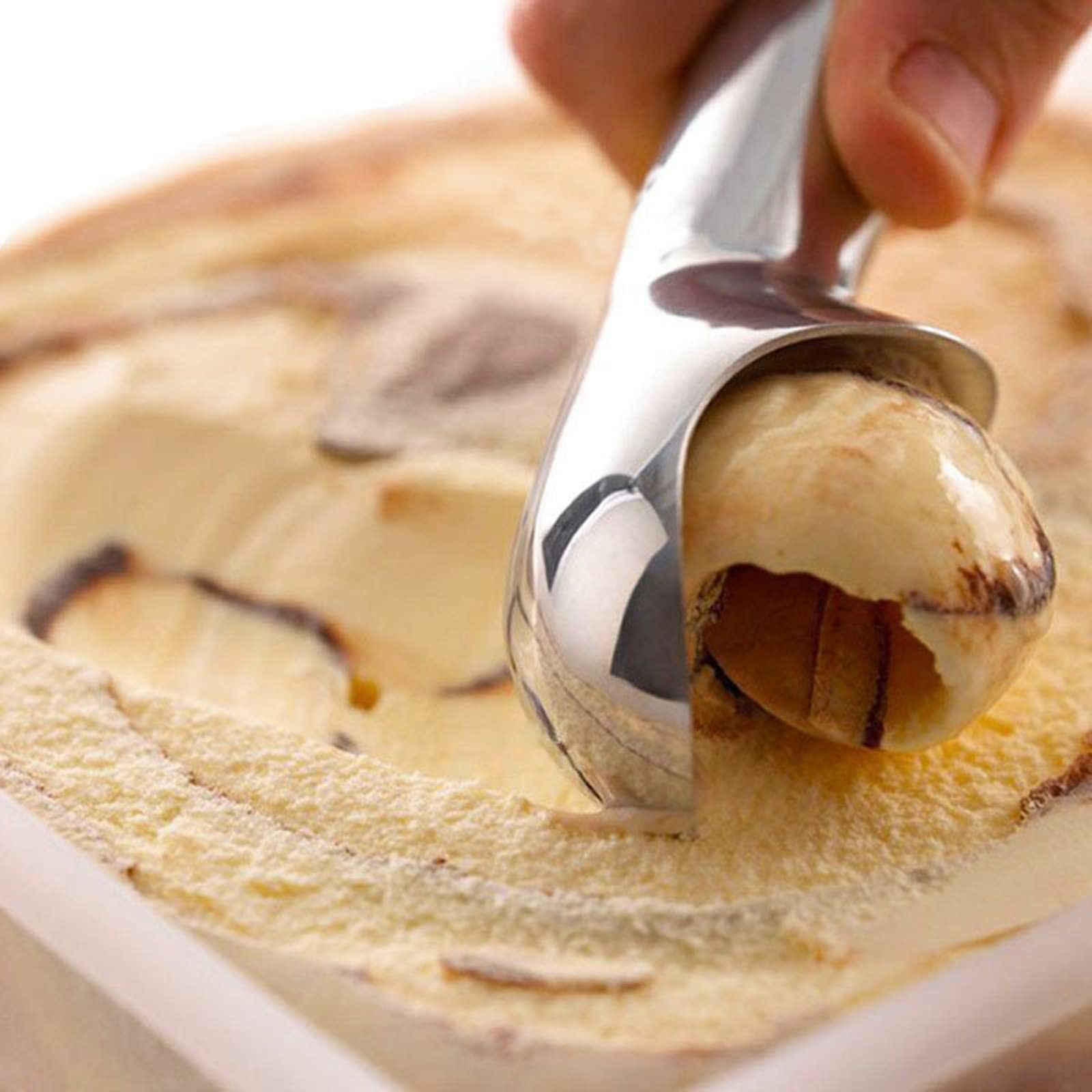 Zittop Ice Cream Scoop with Modern Heat-Conducting Aluminum Ergonomic Silver