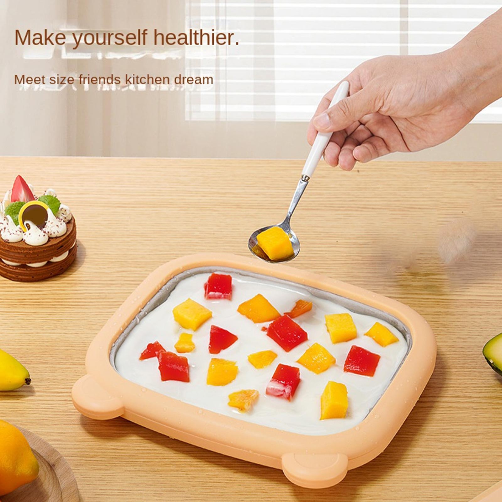 Rolled Ice Cream Maker Kit with Tray, Lid & Scrapers for Family