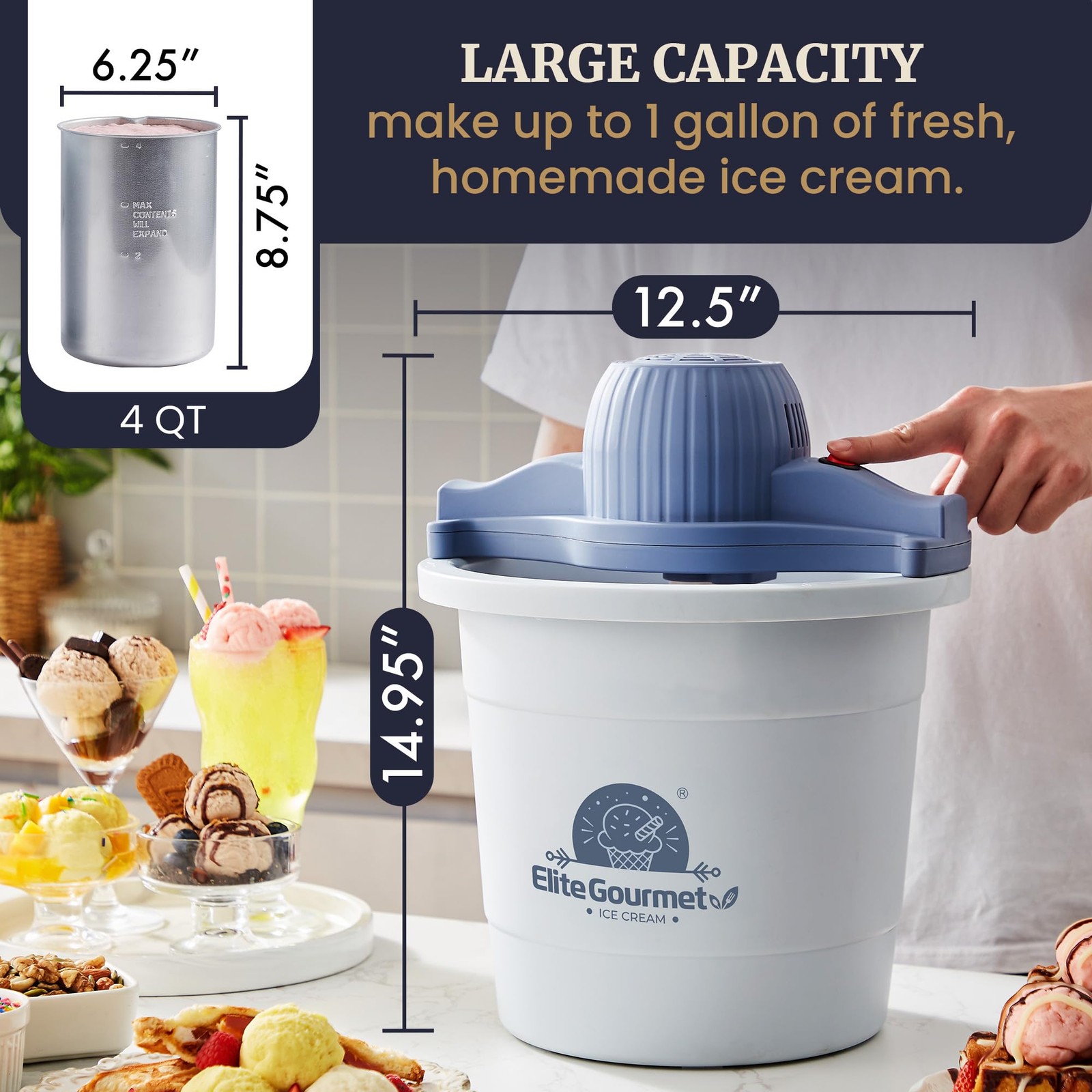 4 Qt Maquina Electrica Para Hacer Helados Sorbete Yogur En Casa Caseros Oferta