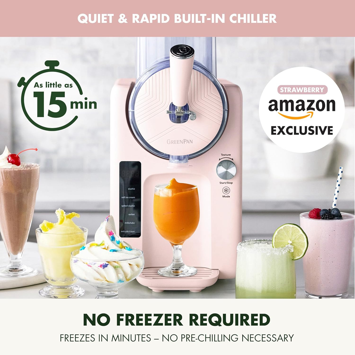 Frost Ice Cream & Slushie Maker – 6 Modes, Ready in 15 Mins, Family Size, Pink