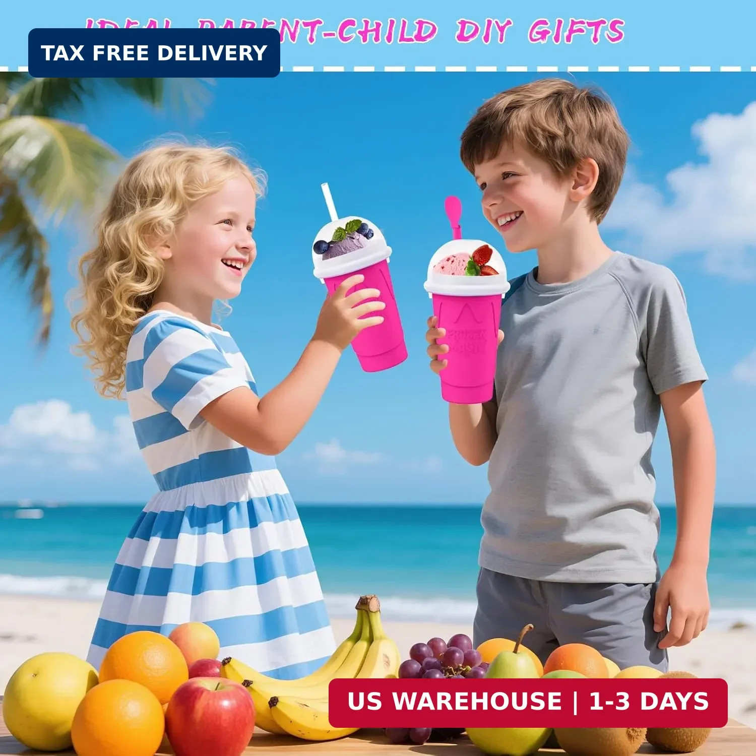 500ML Slushie Maker Cup- DIY Magic Slushy Maker Squeeze Cups, Portable Smoothie