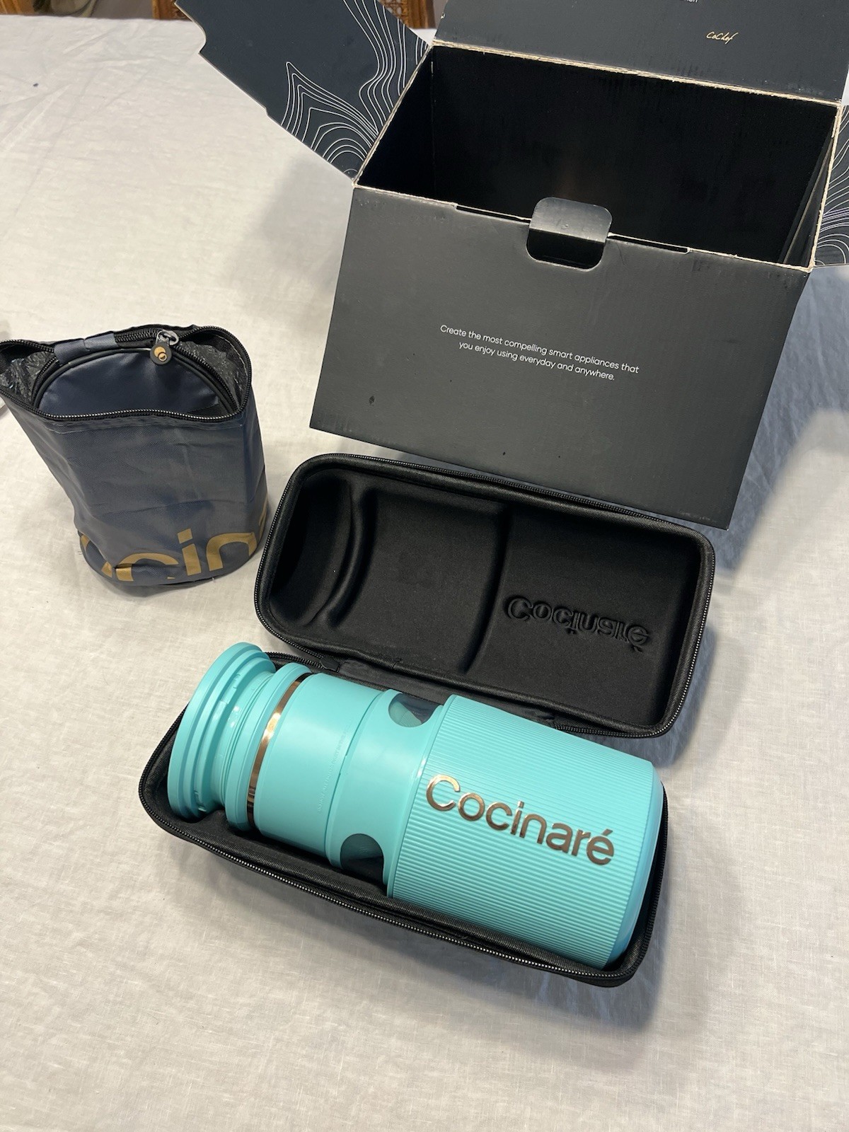 Ice Cream Maker Cocinare Krush Wireless Portable CICM-301 Teal Nova New Open Box