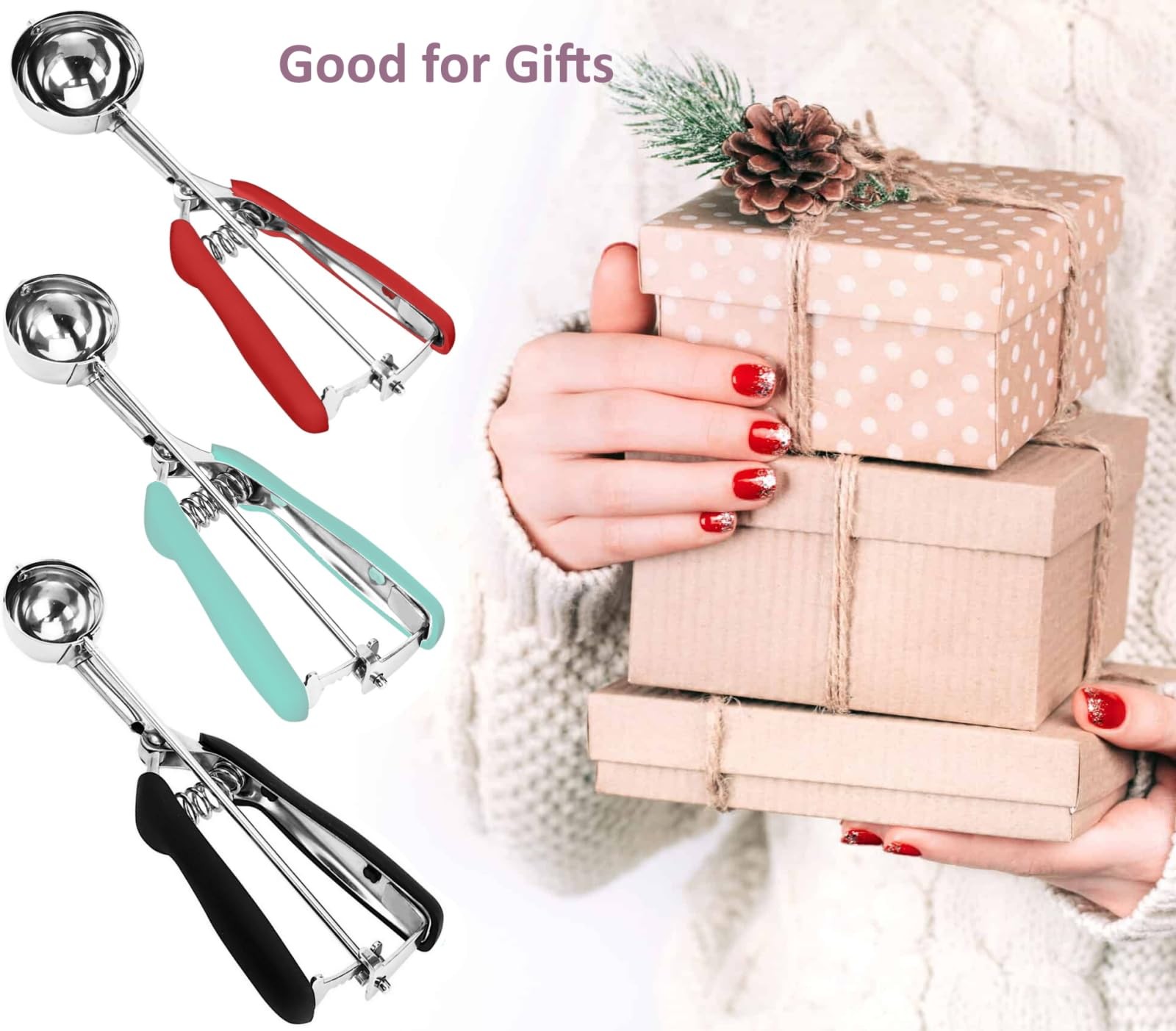 Cookie Scoop, 18/8 Stainless Steel Scooper, #20/ 3 Tbsp, Mint
