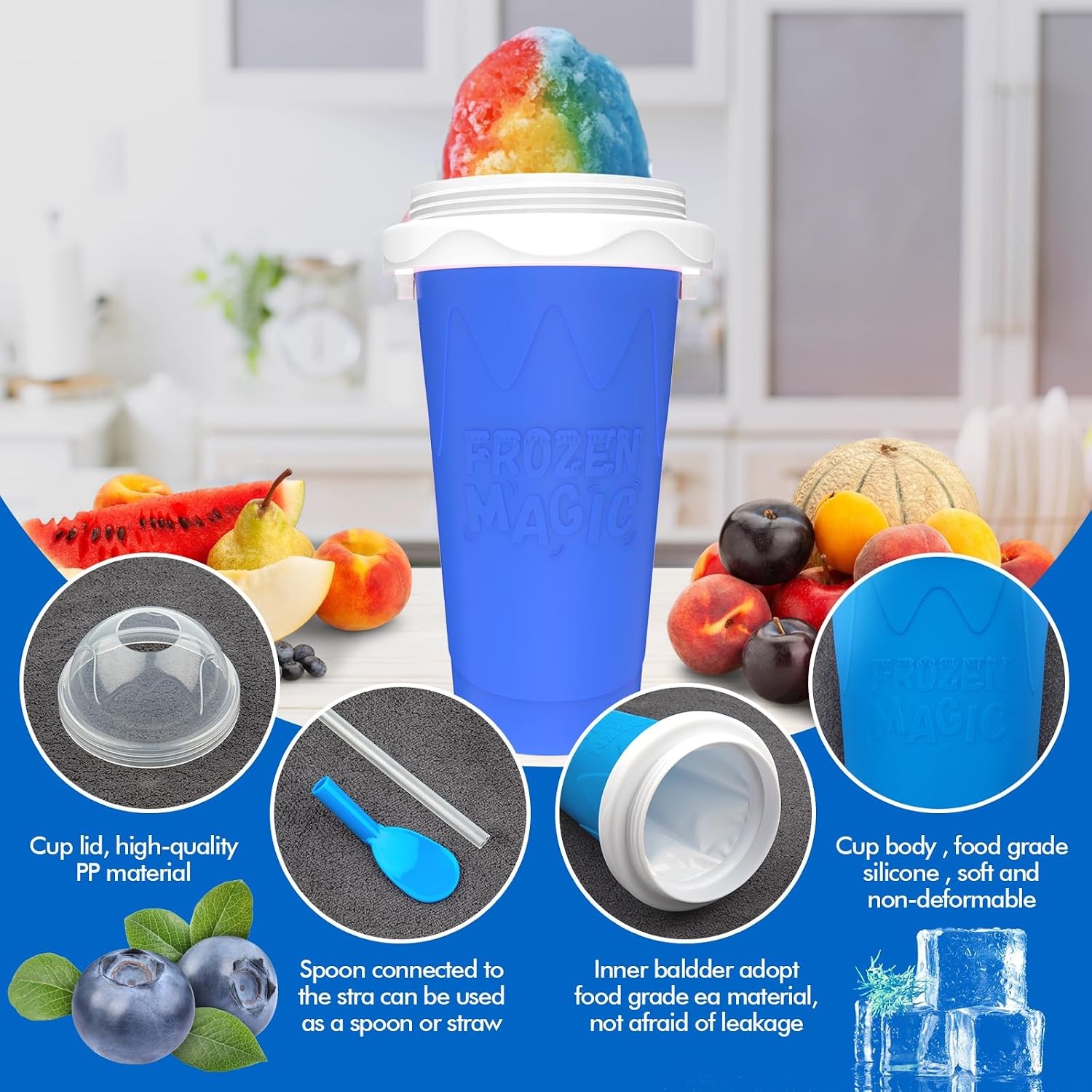 3PCS Slushie Maker Cup,DIY Magic Quick Frozen Smoothies Cups Homemade Milk Shake