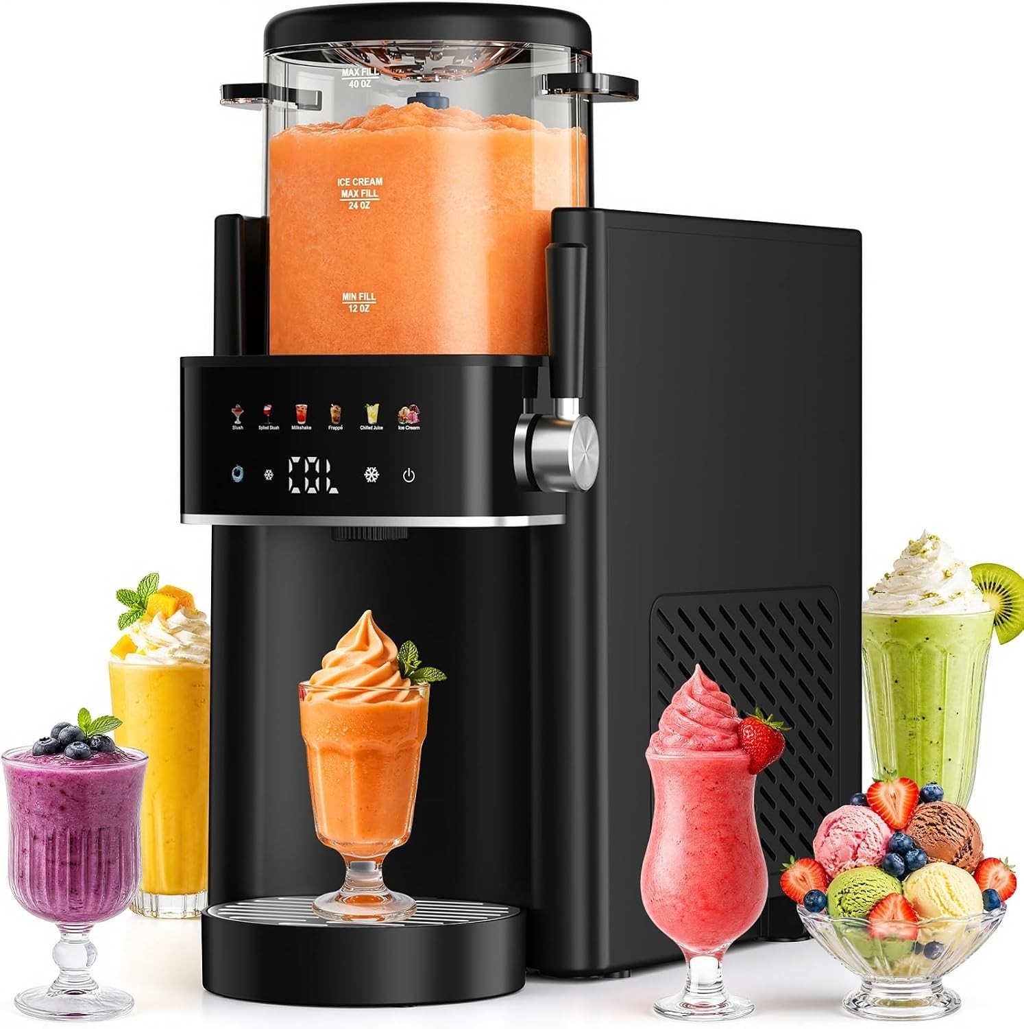 Ranvaira S1 Frozen Drink Slushie Ice Cream Machine 40oz 6 Preset Dark Gray