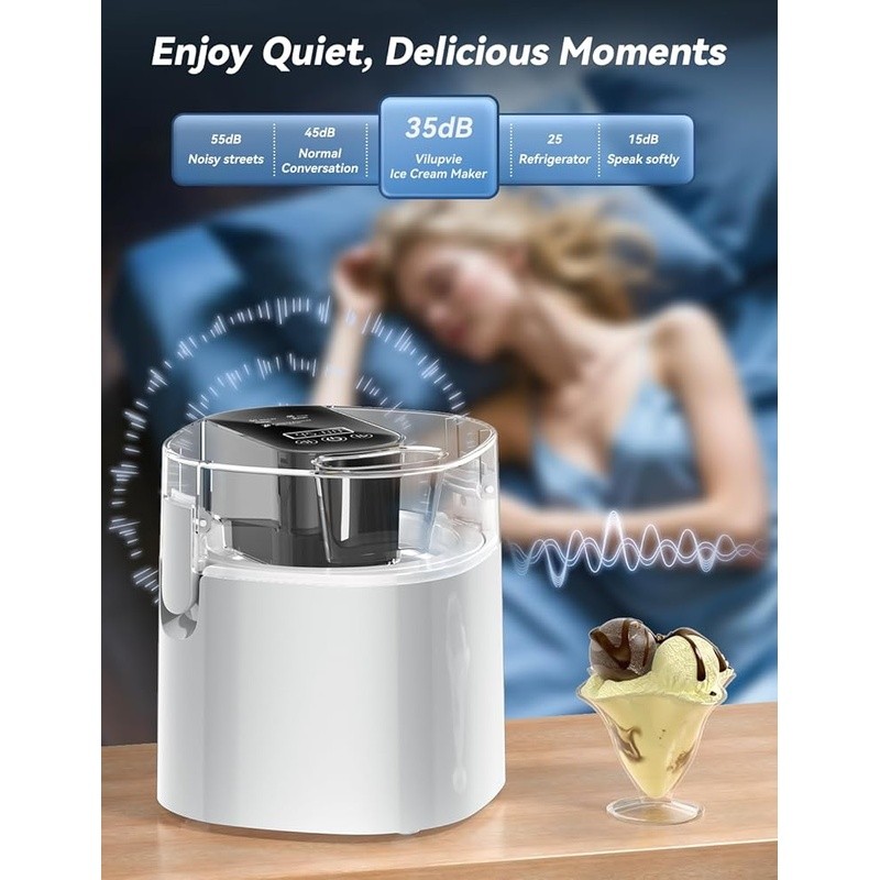 Versatile Ice Cream Maker Sorbet Gelato Frozen Yogurt Low Noise Easy Clean New