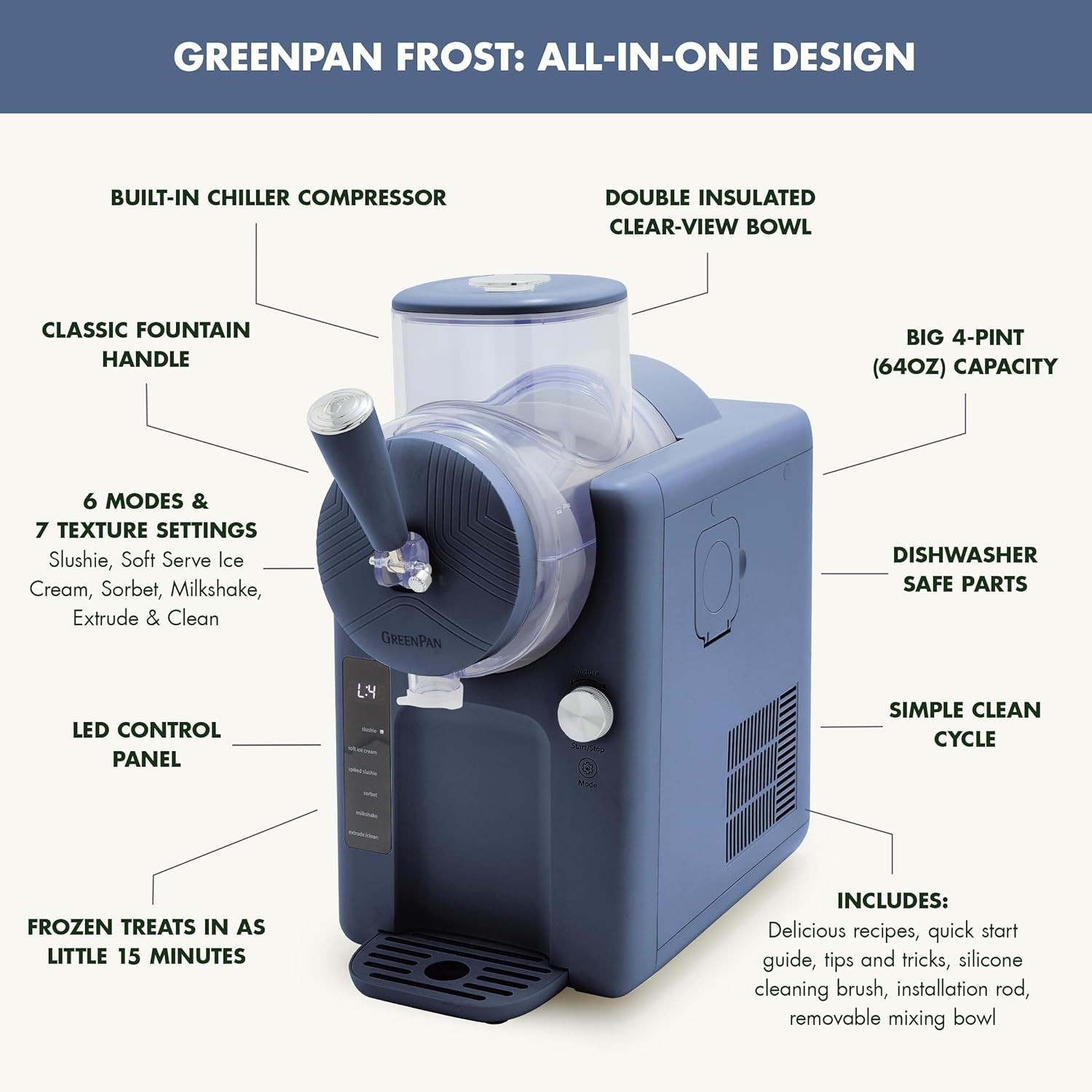 Frost Ice Cream Maker & Slushie Machine, Soft Serve, Sorbet, Margaritas, Milksha