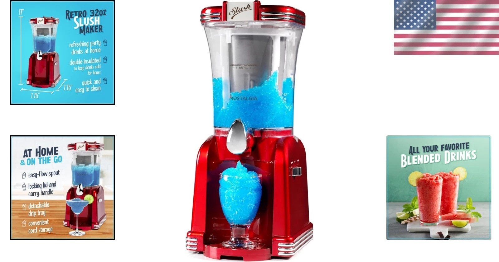 32-Ounce Margarita Machine with Stainless Steel Spout – Easy to Clean!