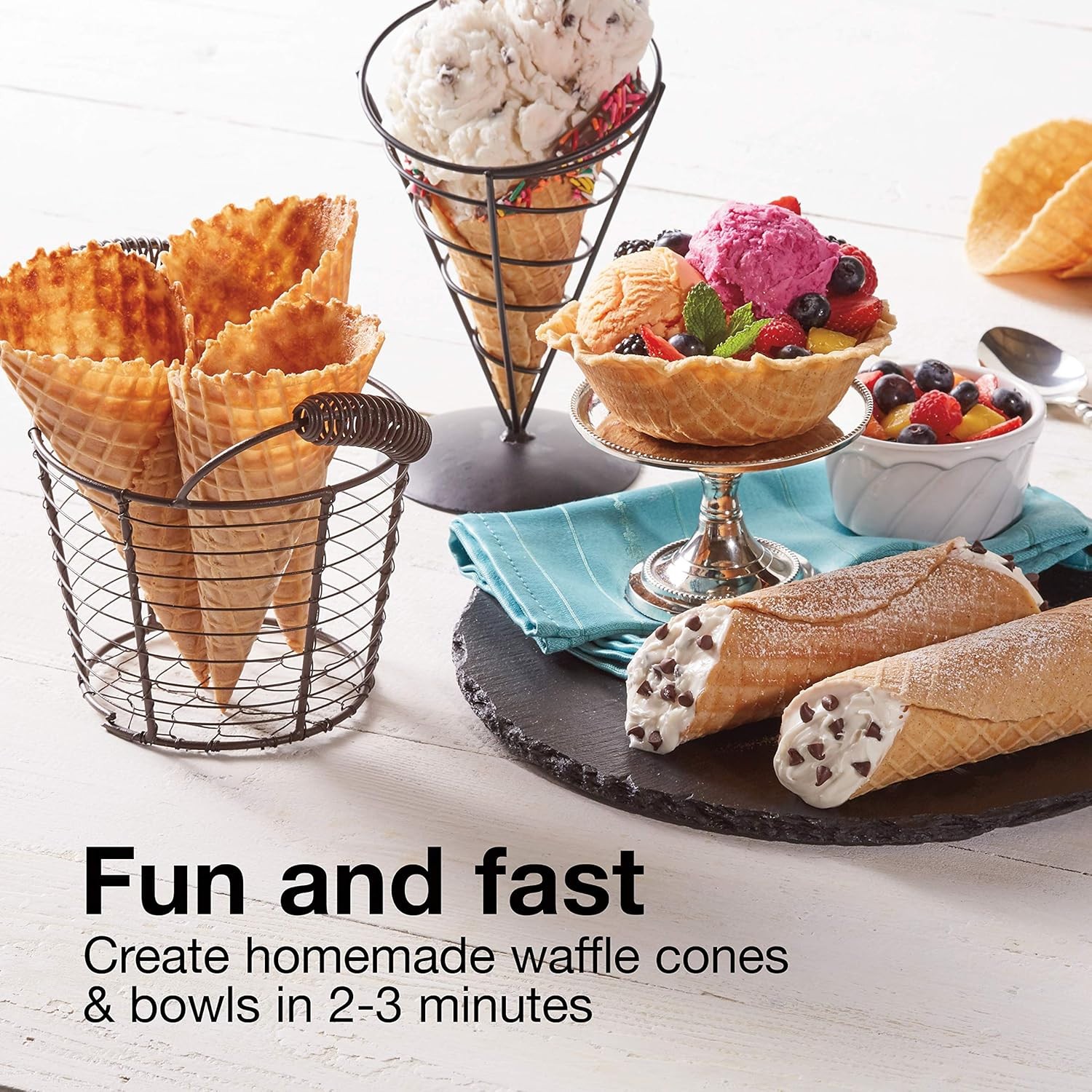 Proctor Silex Waffle Cone and Ice Cream Bowl Maker with Browning Control, Shaper