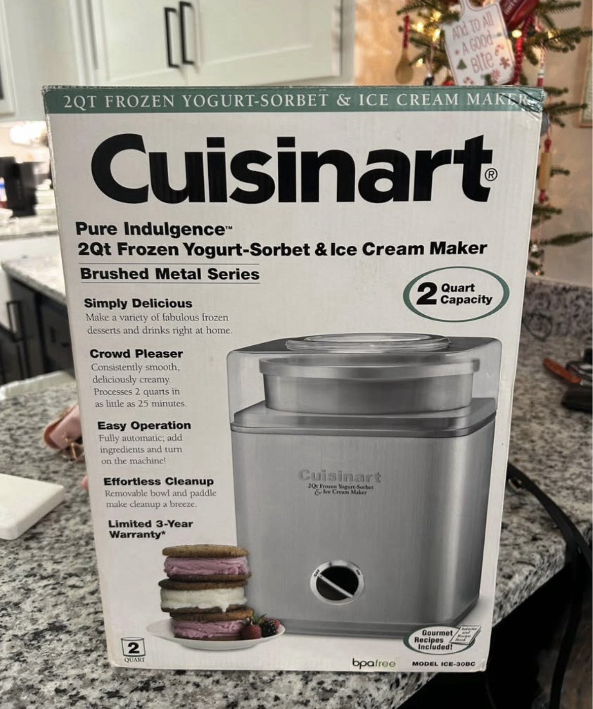 NEW Cuisinart ICE 30BC Pure Indulgence 2 Qt Ice Cream Frozen Yogurt Sorbet Maker