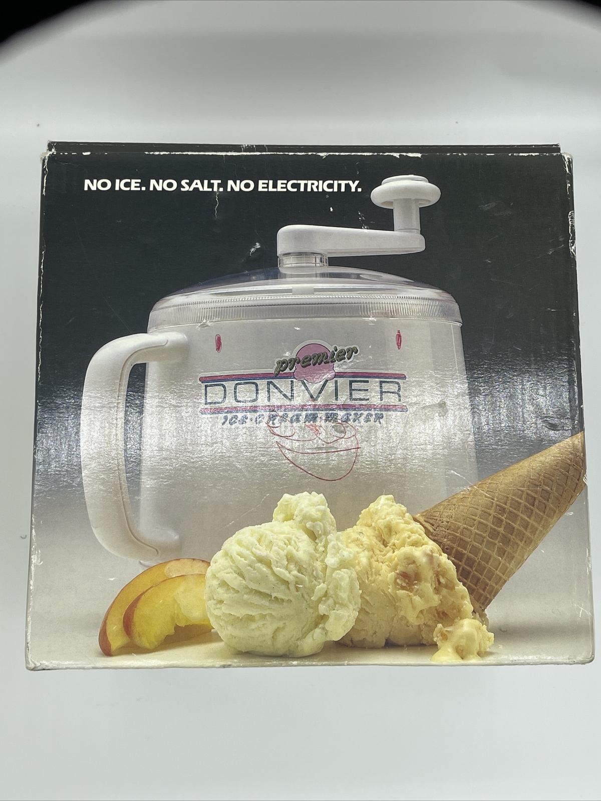 Vintage Donvier Pint Size Premier Ice Cream Maker Color Yellow