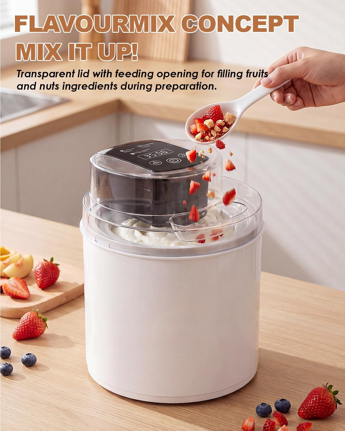 Ice Cream Maker Machine – 2.1 Quart Ice Cream Machine for Gelato, Sorbet & Froze