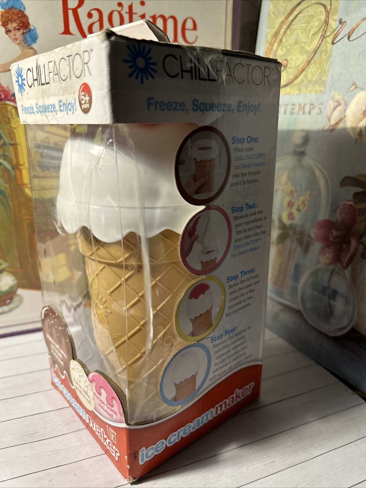 Chill Factor Ice Cream Maker makes frozen yogurt too! Freeze Squeeze Enjoy