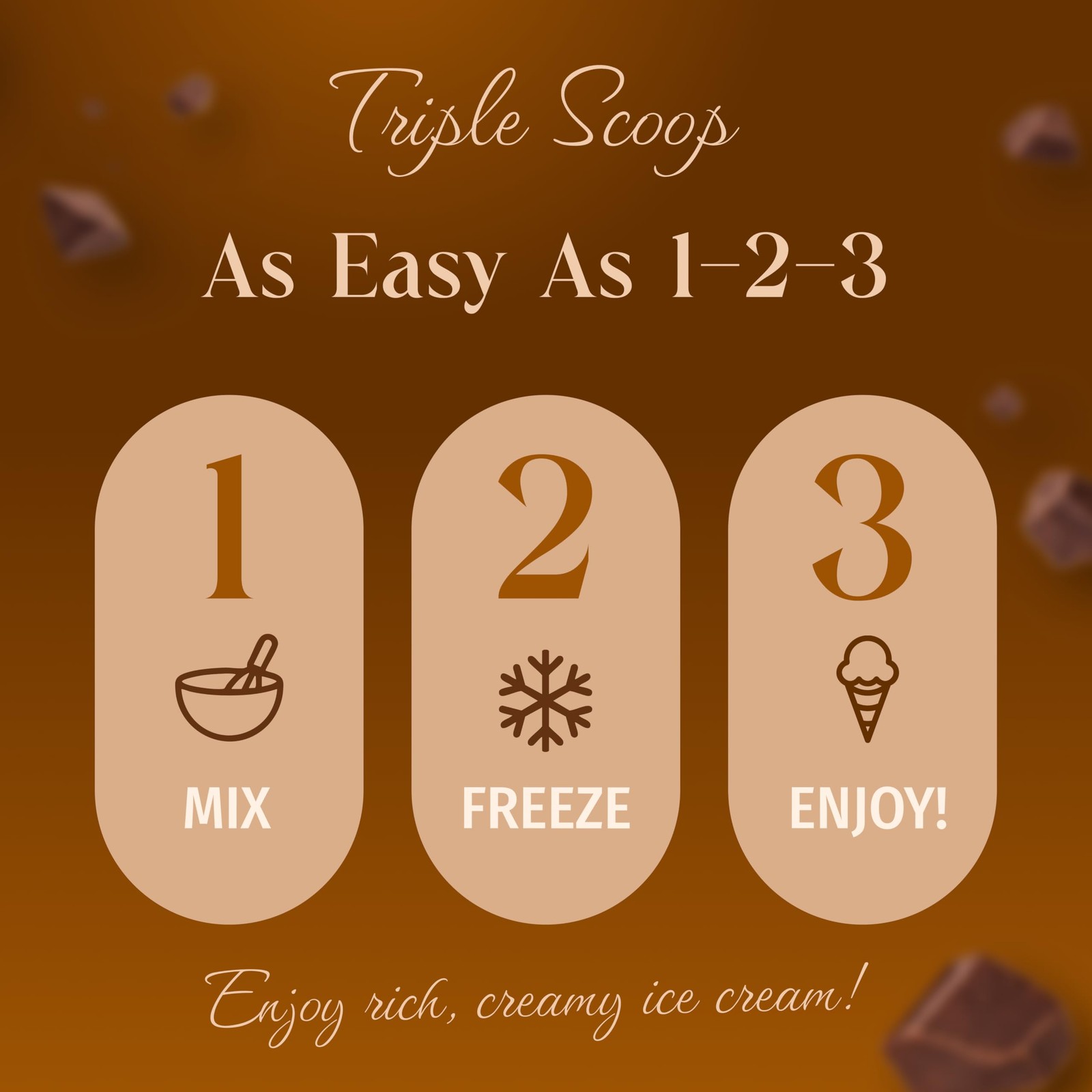 Triple Scoop – Premium Chocolate Ice Cream Mix For Maker. 1 Pack