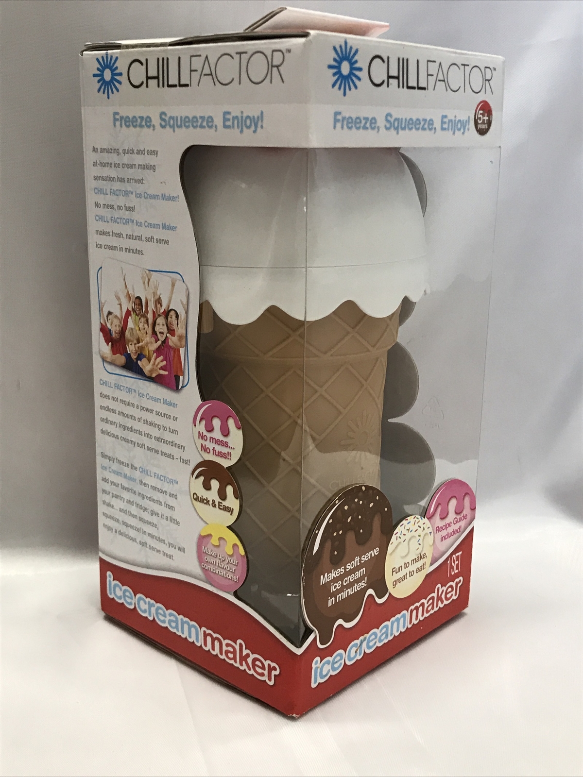 Chill Factor Ice Cream Maker With Cone, Lid & Spoon,1 Set, 5 + Years * See Pics.