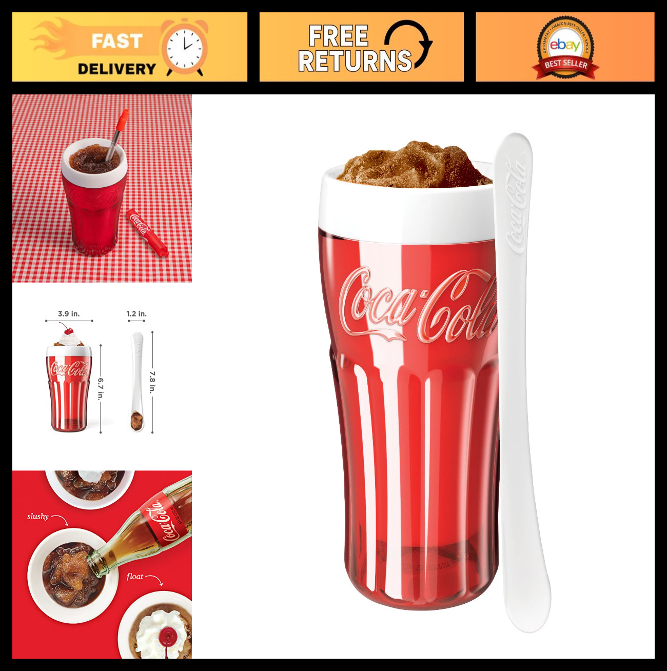 Retro Slushie Maker & Float Cup – Quick Smoothies, Milkshakes, BPA-free, Freezer