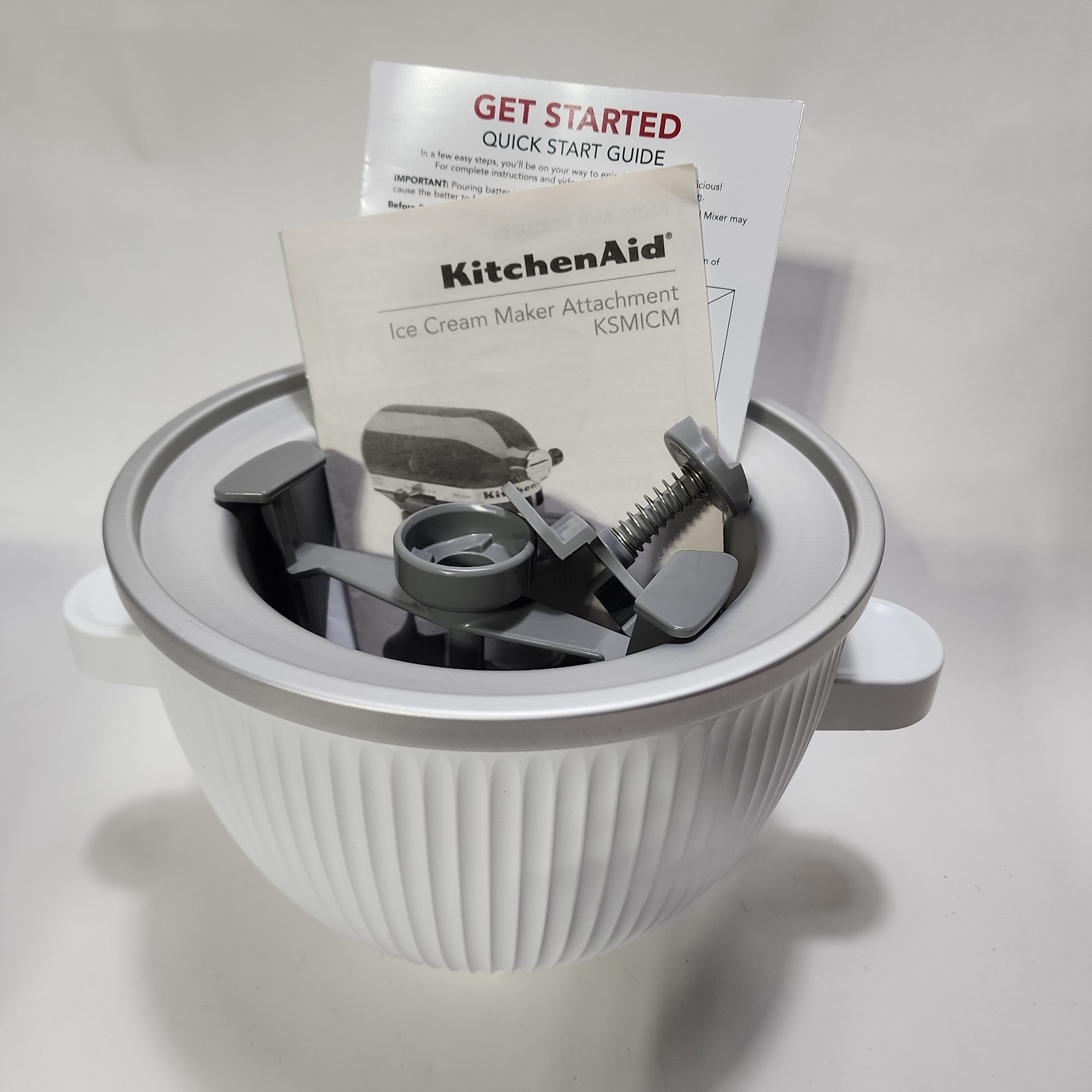KitchenAid KSMICM 2 qt Ice Cream Maker Attachment – White – NOB