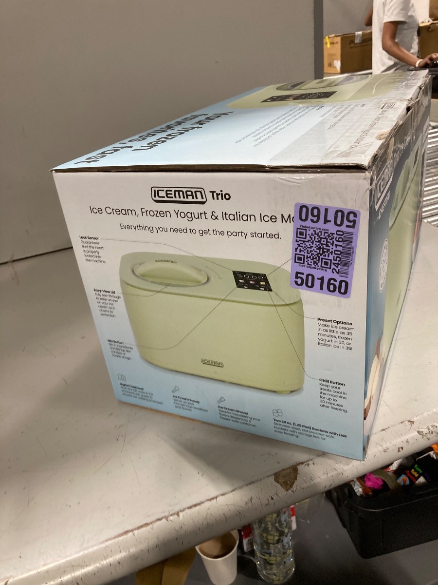 Chefman Iceman Trio Ice Cream Maker Compressor 2 Pint Cups Pistachio