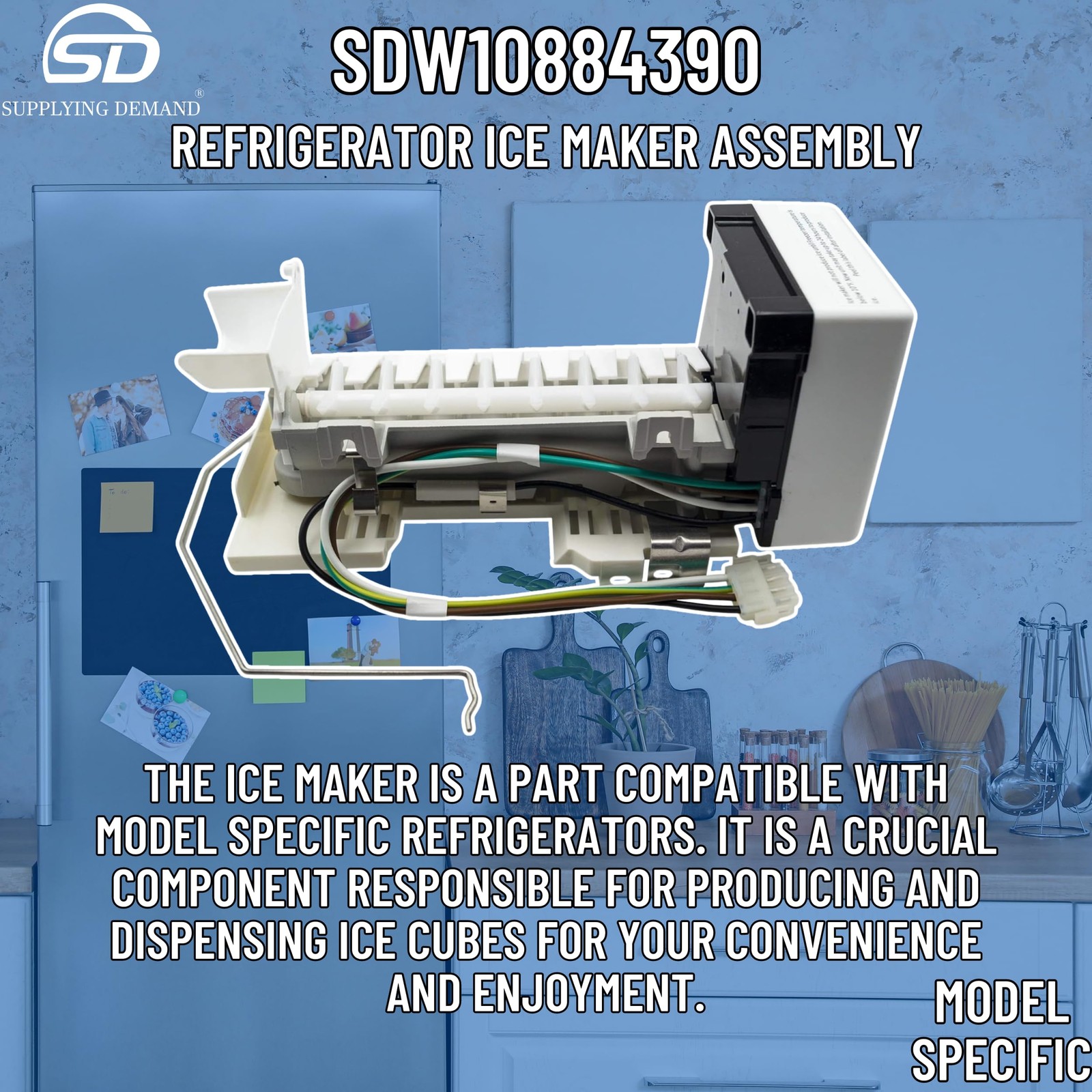 Supplying Demand W10884390 Ice Maker Assembly Replaces W10793298 W10377152