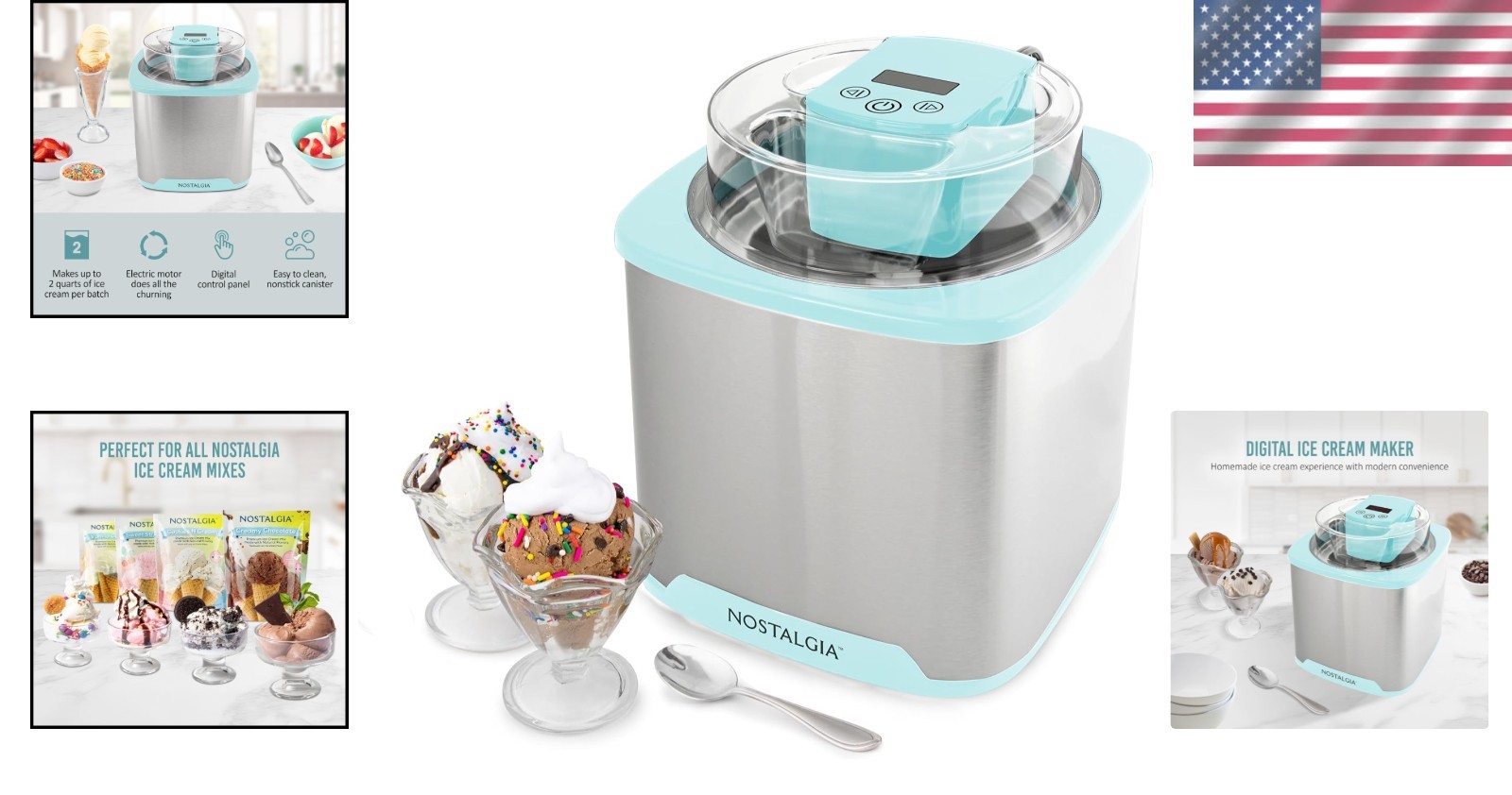 Electric Ice Cream Maker – Create Homemade Delight in 2 Qt, No Salt/Ice Needed