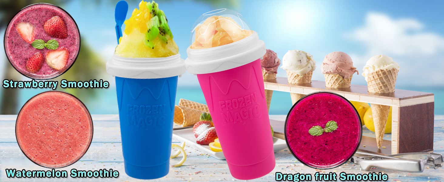 Slushie Maker Cups, Magic Quick Frozen Smoothies Cup for Homemade Milk Shake Ice