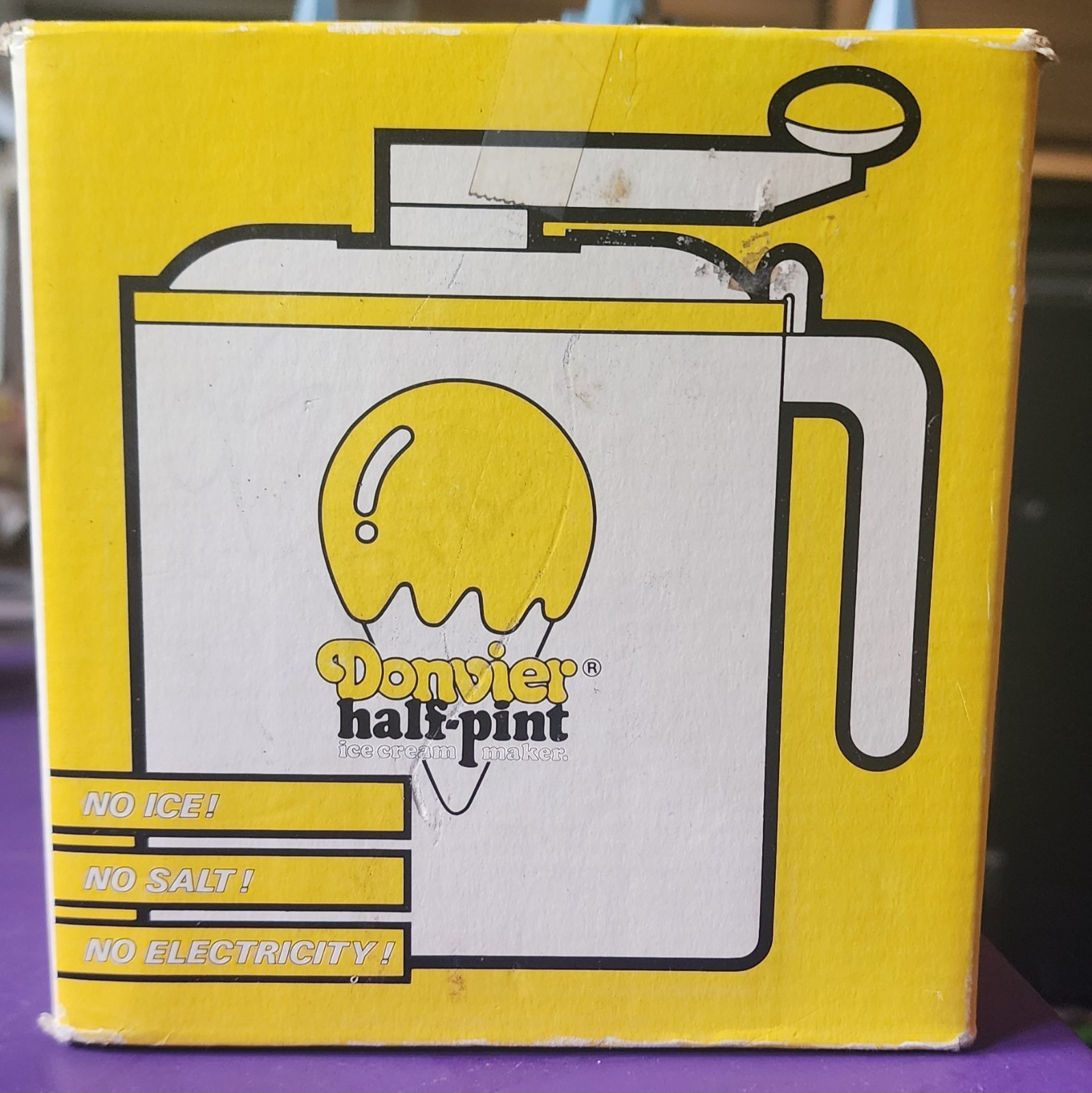 Vintage 1980’s Ice Cream Maker DONVIER Half-Pint Manual Hand Crank 15-Minutes