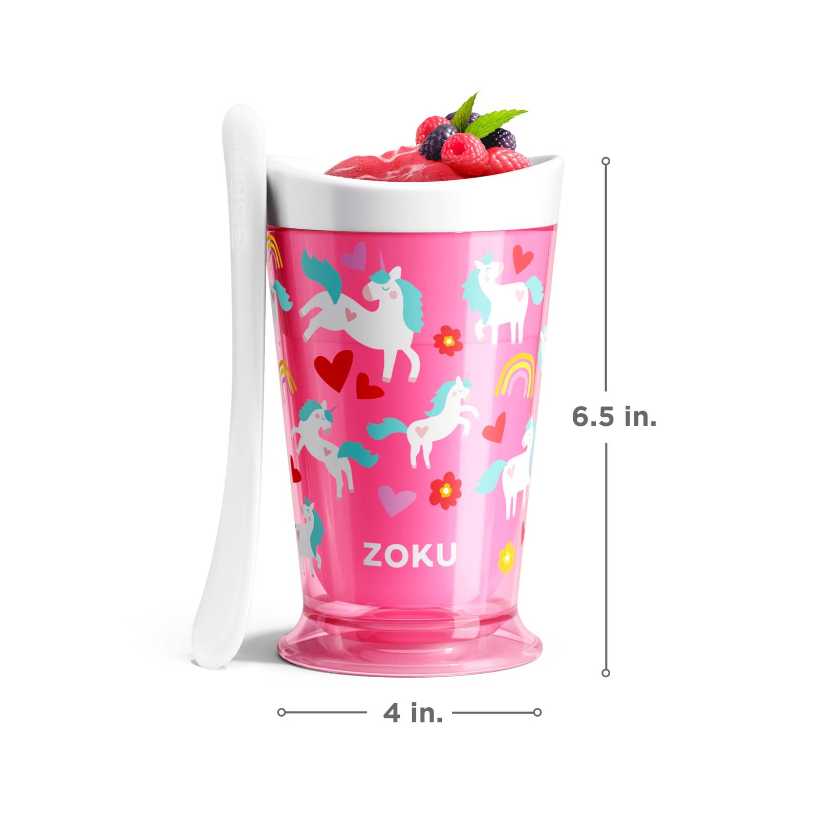 Slushie Cup With Slush Spoon Freezer Core Single-Serve Cup, Unicorn