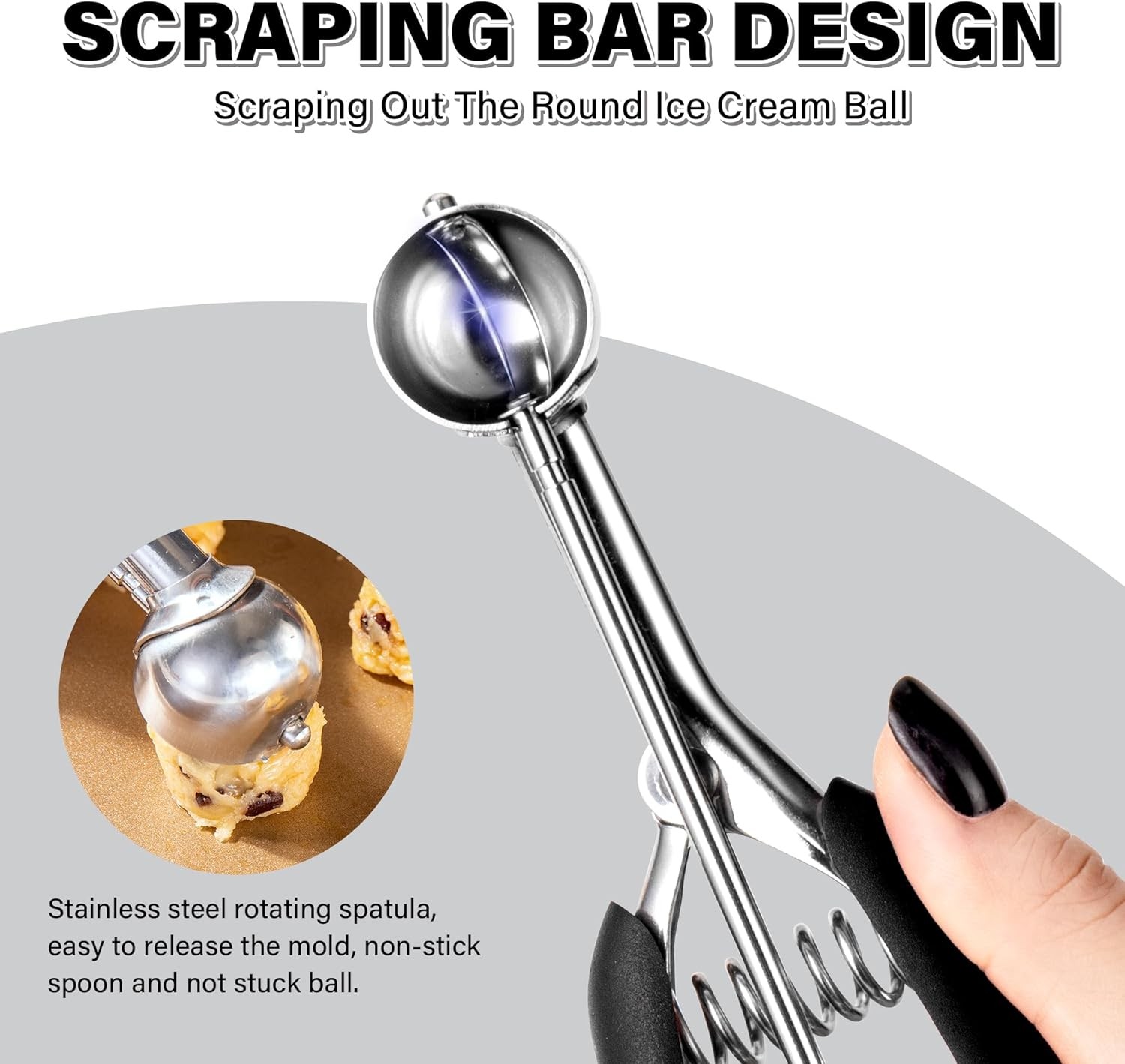 Extra Small Cookie Scoop 1 tsp, Professional Stainless 1 tsp ( 25 mm), Black